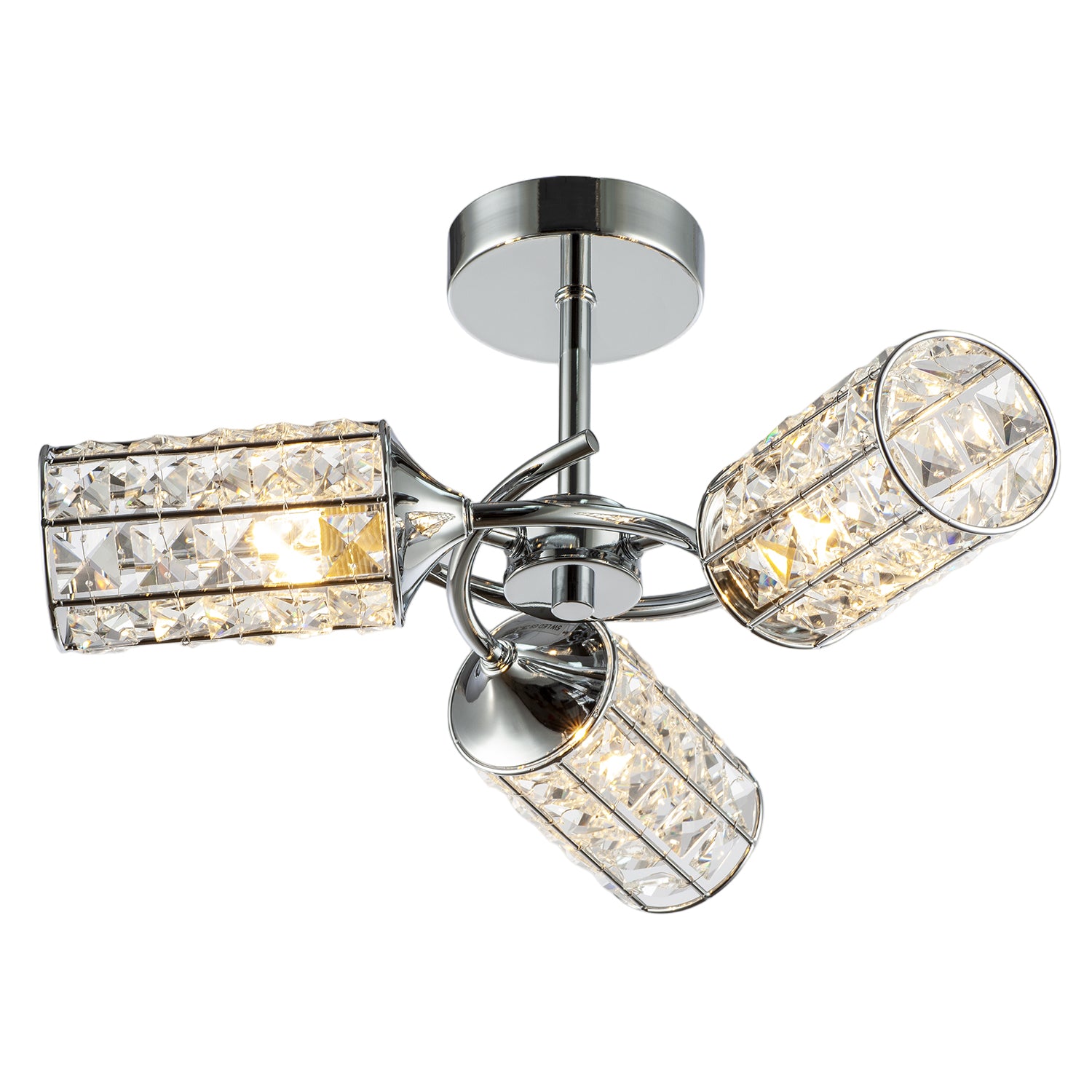 Modern Chrome Ceiling Light with Cylindrical Acrylic Beaded Shades Image 3