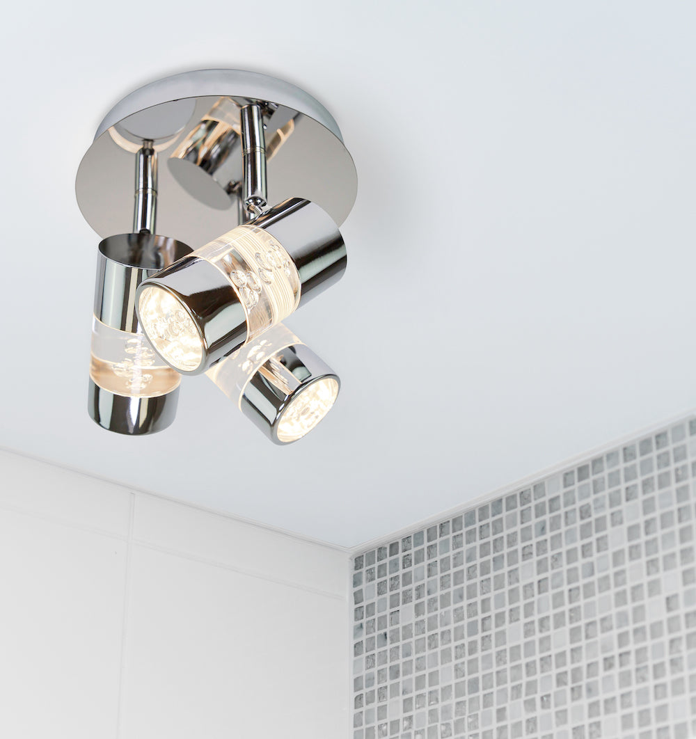 Modern Spot LED Bathroom Chrome Ceiling Light Fitting with Bubble Acrylic Heads Image 2