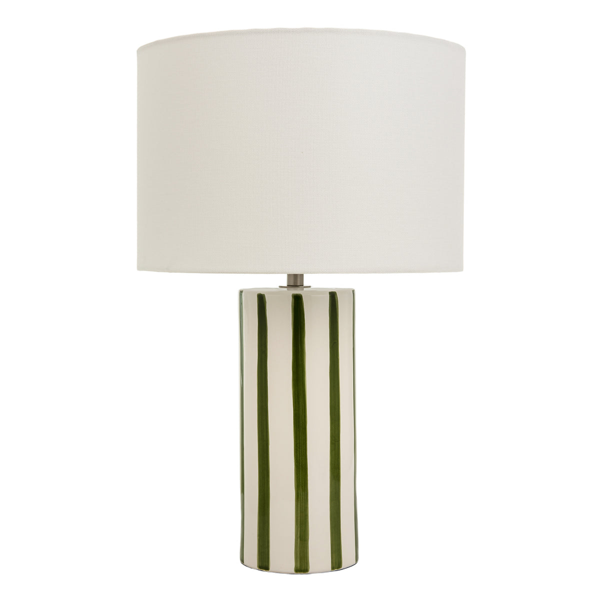 Smart Ceramic Table Lamp with Hand Painted Olive Green Stripes Image 1