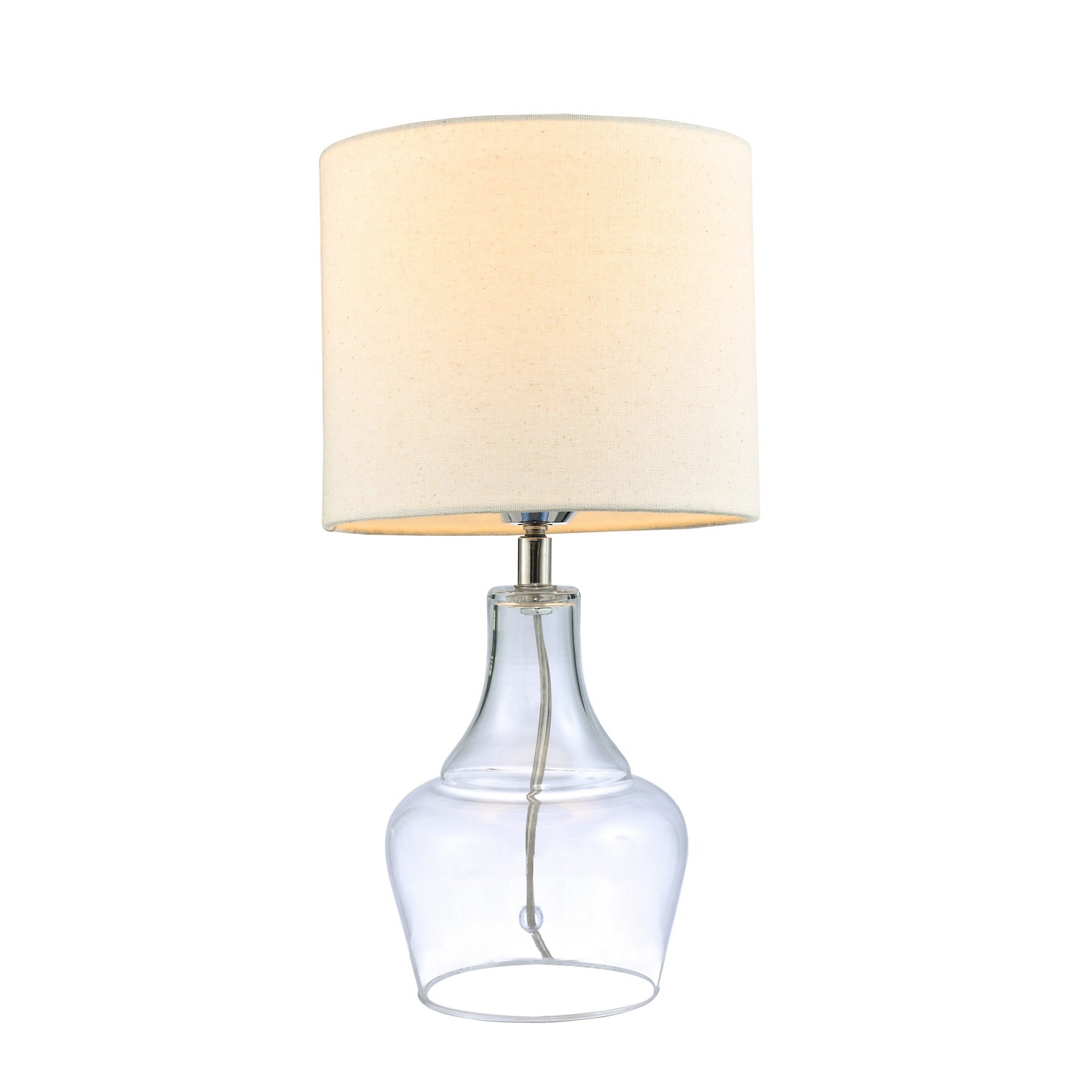 Modern Transparent Glass Lamp with Natural Linen Fabric Shade and Clear Cable Image 5