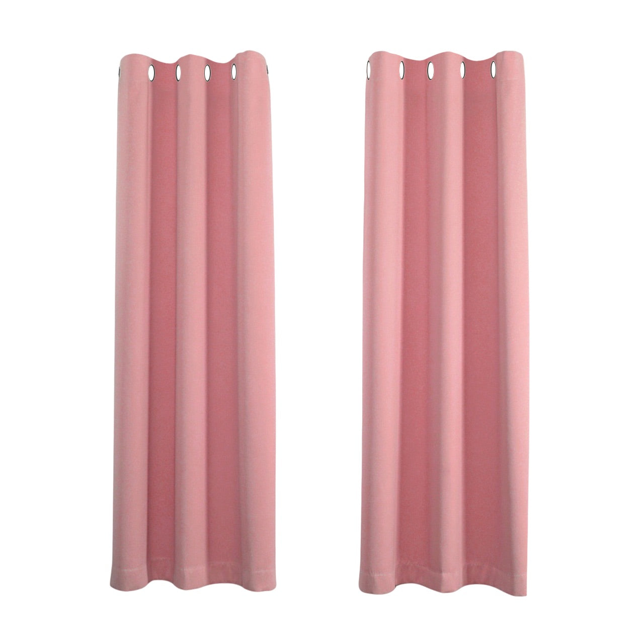 Pink Eyelet Curtains - Thermal Blackout Curtains - 46 x 63 Inch Drop - 2 Panel Image 1