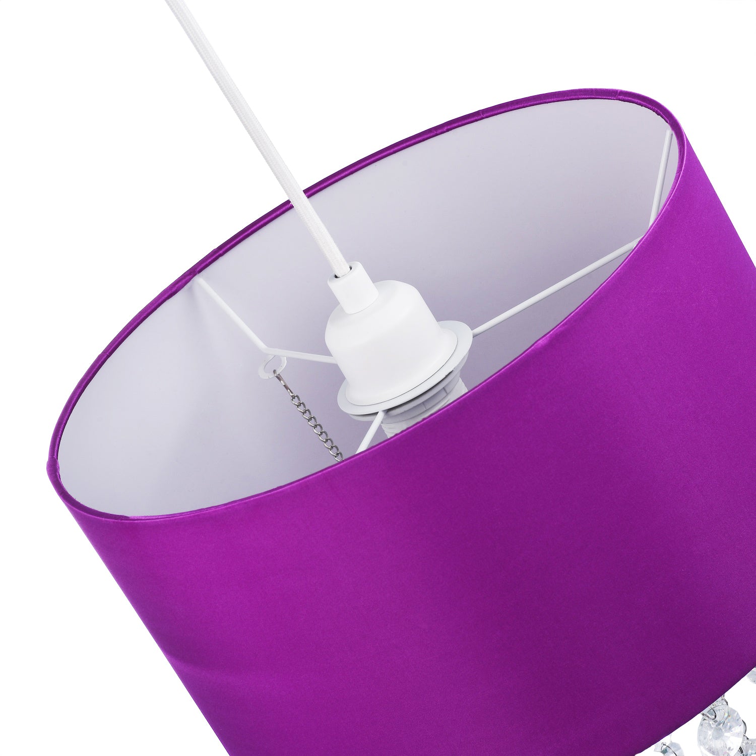 Modern Purple Satin Fabric Pendant Light Shade with Transparent Acrylic Droplets Image 5