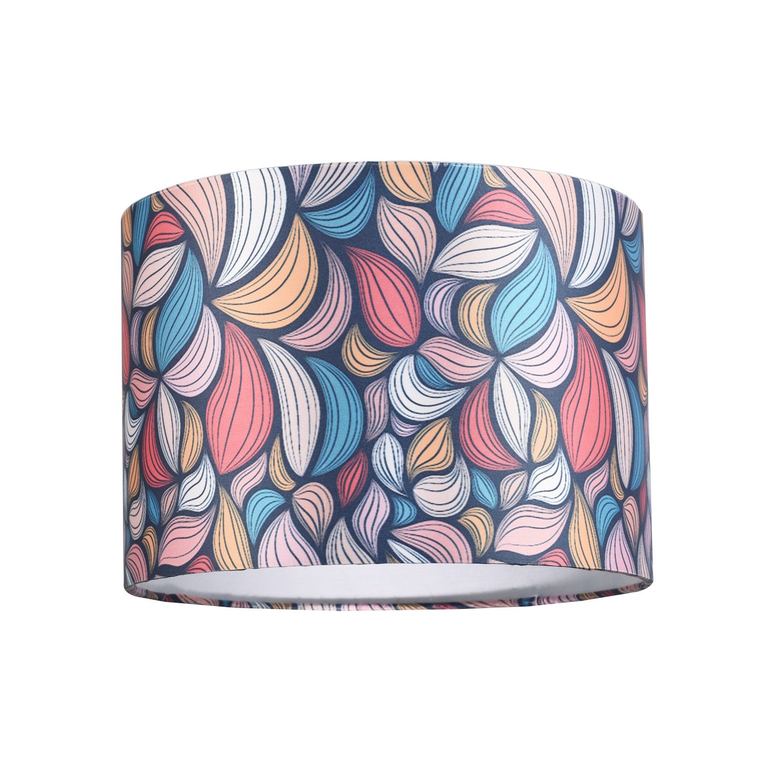 Multi Colour Kaleidoscope Leaf Themed Lamp Shade with Inner White Cotton Lining Image 1