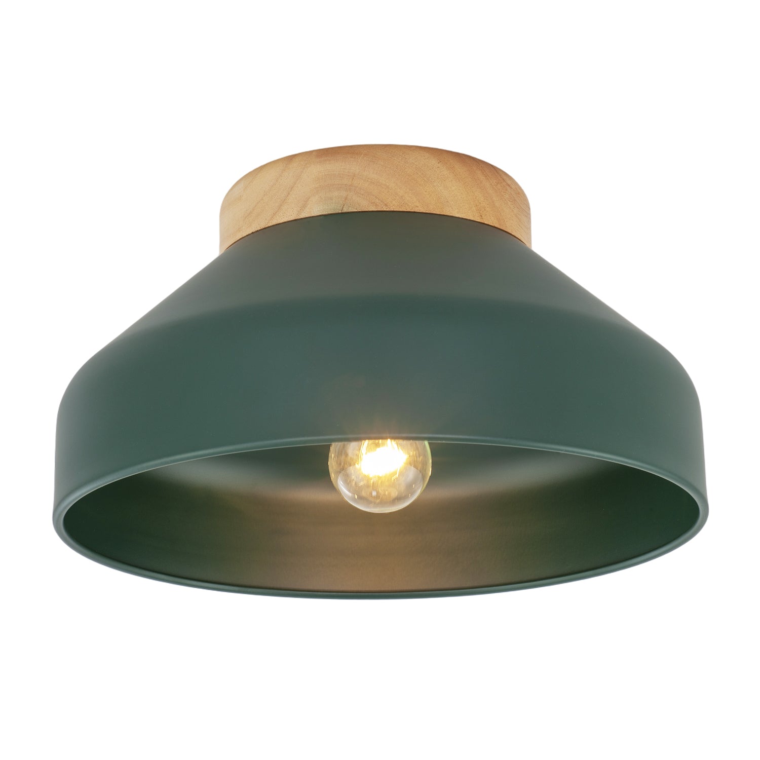 Chic Scandinavian Designed Semi Flush Ceiling Light in Forest Green Image 2