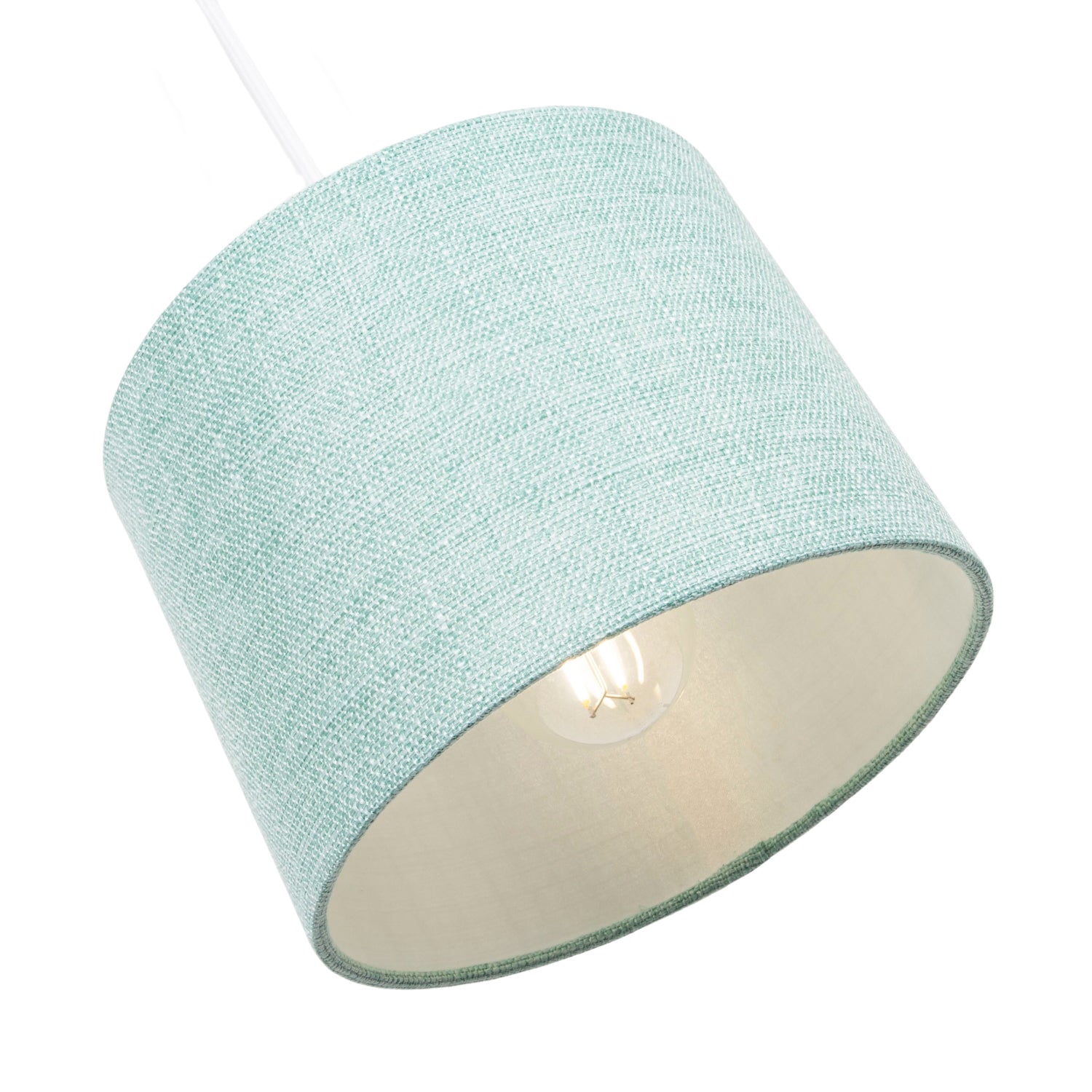 Modern Mint Linen Fabric Small 8" Drum Lamp Shade with Silver Satin Inner Lining Image 3