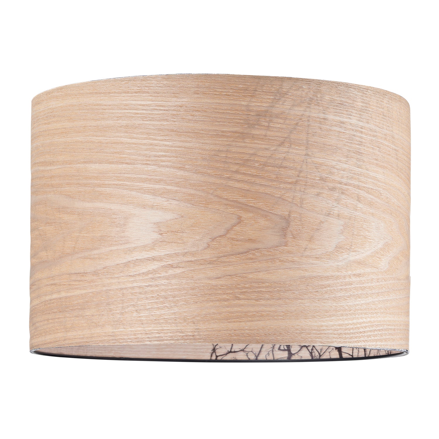 Eco Friendly Bamboo Wood Effect Lampshade with Black Woodland Trees Inner Lining Image 1