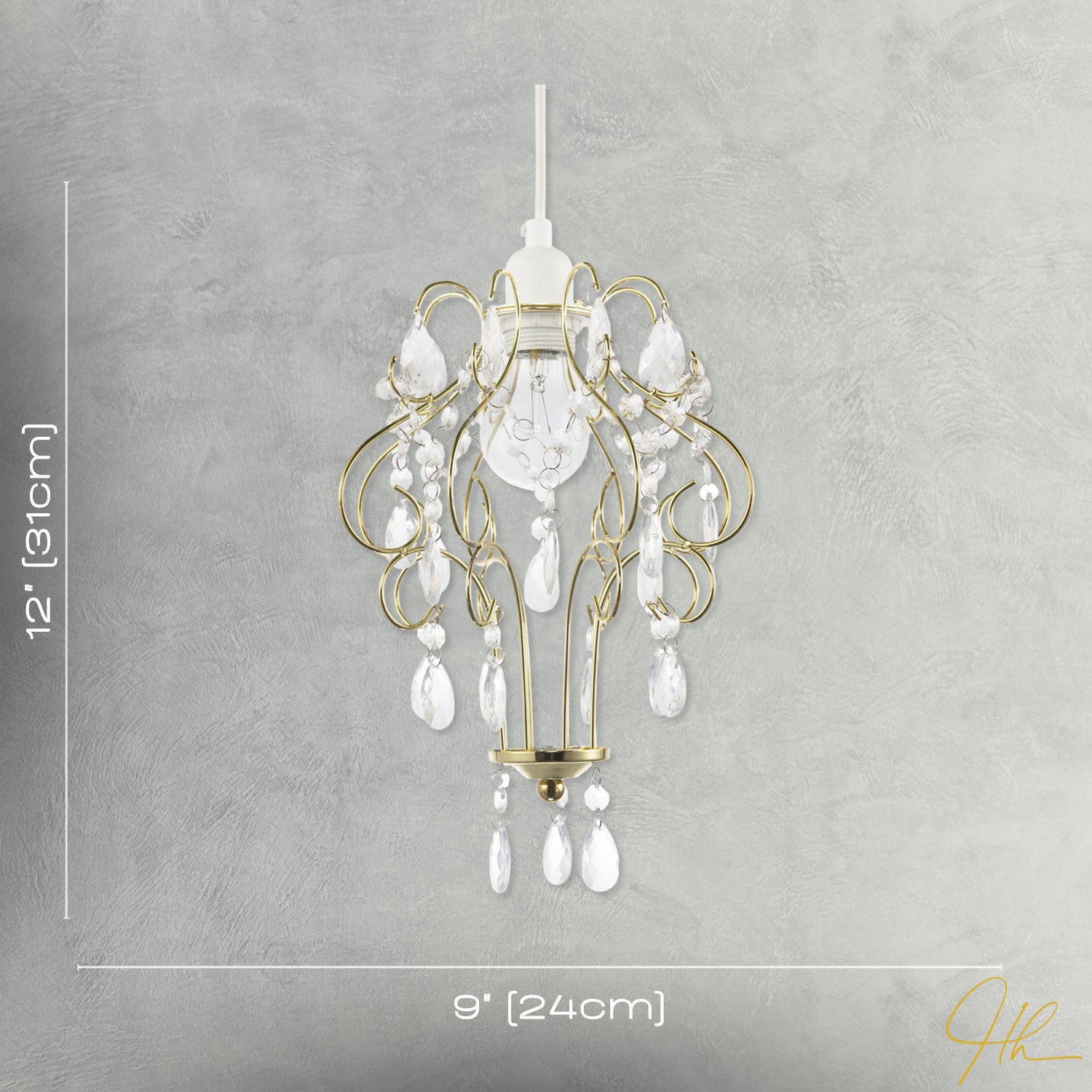 Polished Gold Shabby Chic Chandelier Style Pendant Shade with Acrylic Image 7