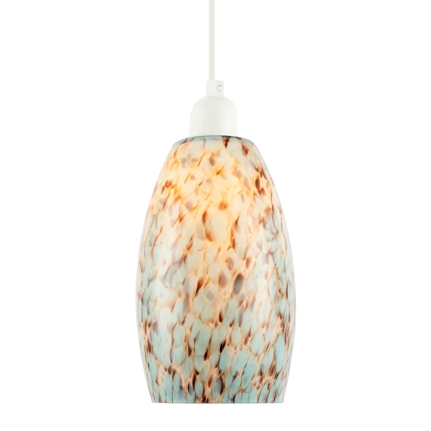Modern Duck Egg Marble Speckle Effect Glass Cylindrical Pendant Shade Image 2