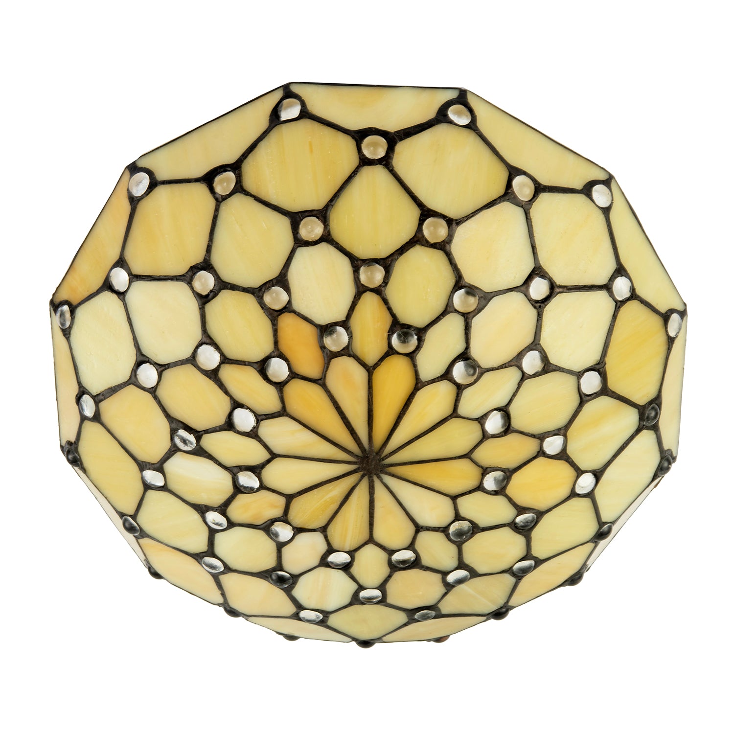 Amber Toned and Clear Beaded Tiffany Glass Easy Fit Bowl Pendant Shade Image 5