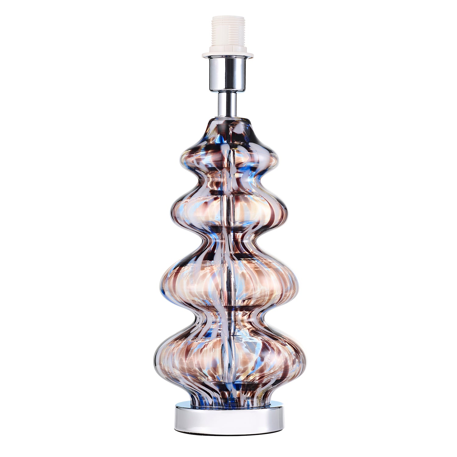 Modern Multi Coloured Curvy Glass Table Lamp with Chrome Base and Lamp Holder Image 1