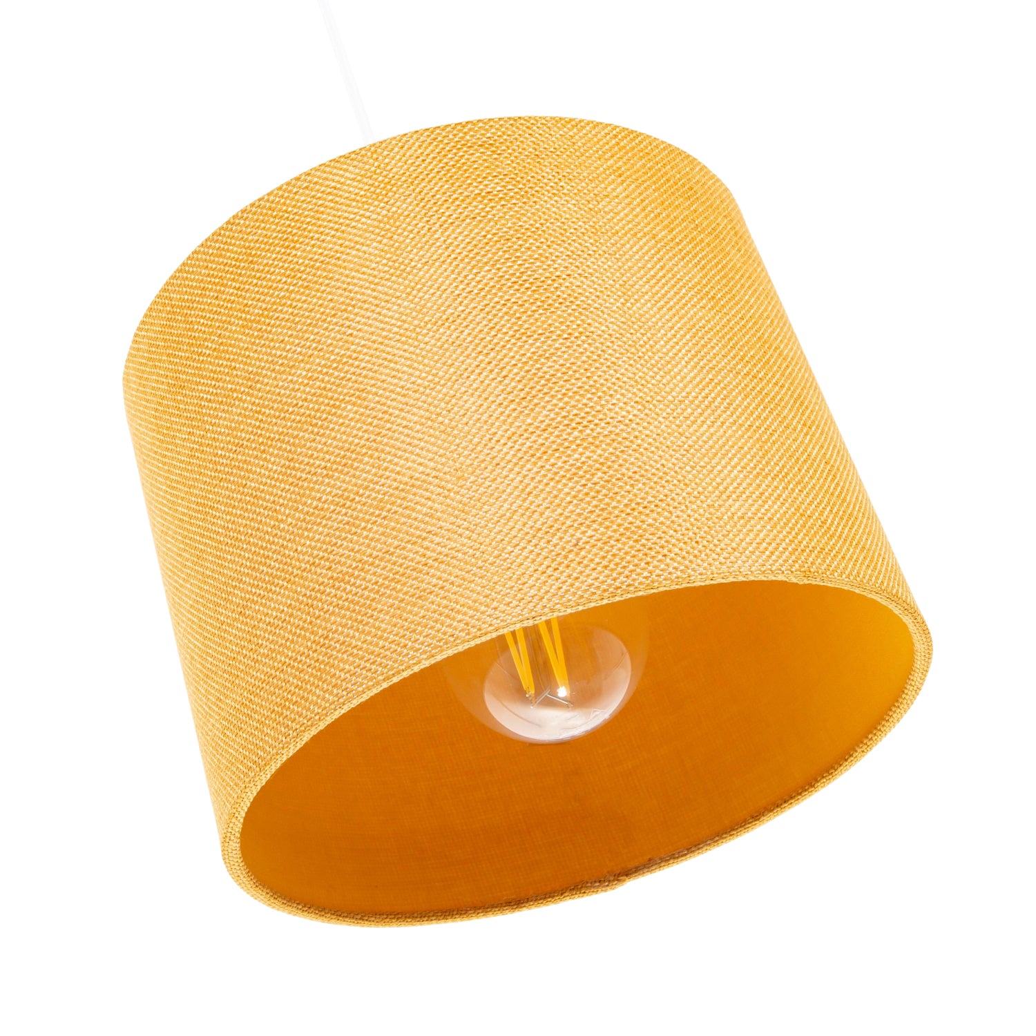 Modern Ochre Linen Fabric Small 8" Drum Lamp Shade with Matching Cotton Lining Image 3