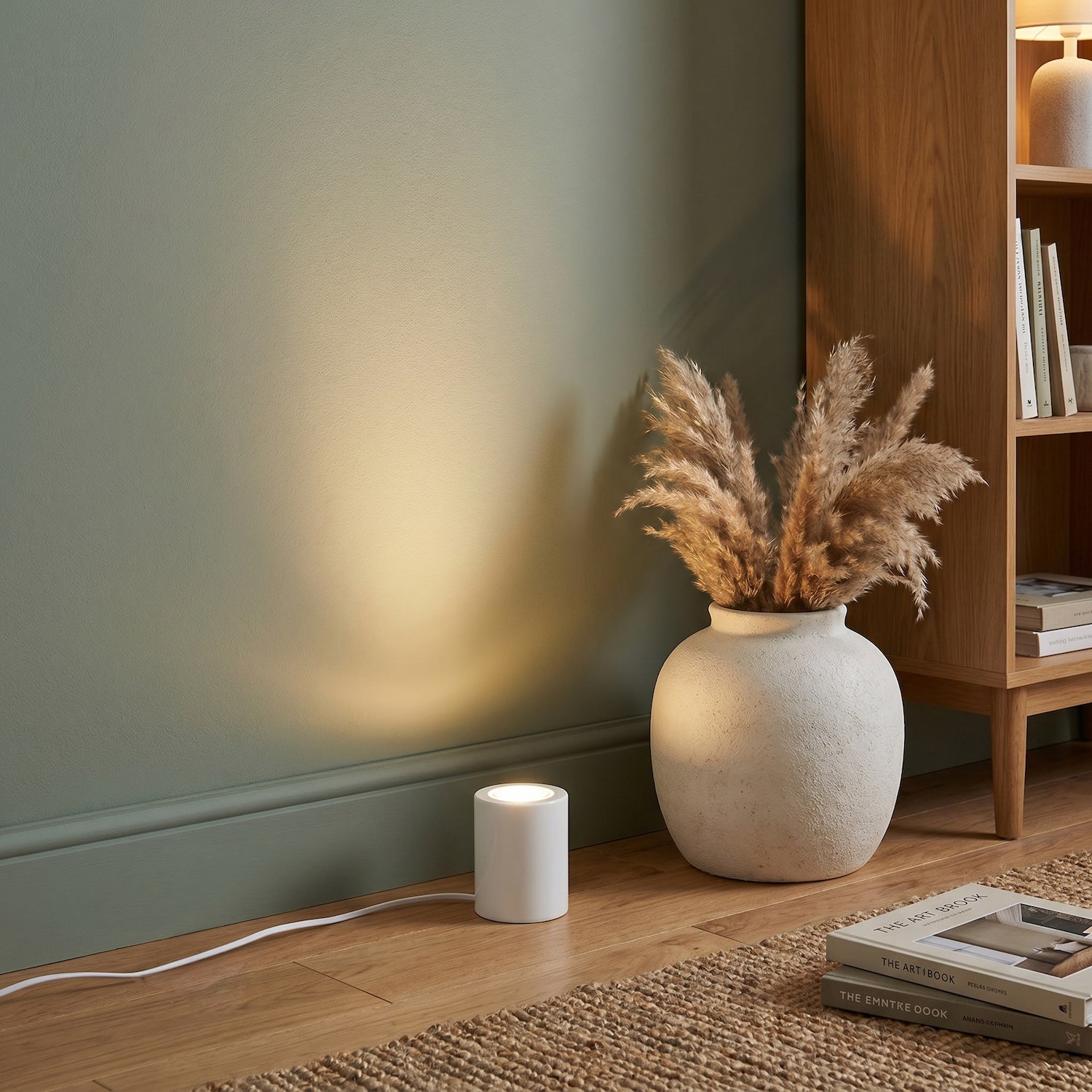 Cylindrical White LED Uplighter with Minimalist Architectural Design Image 6