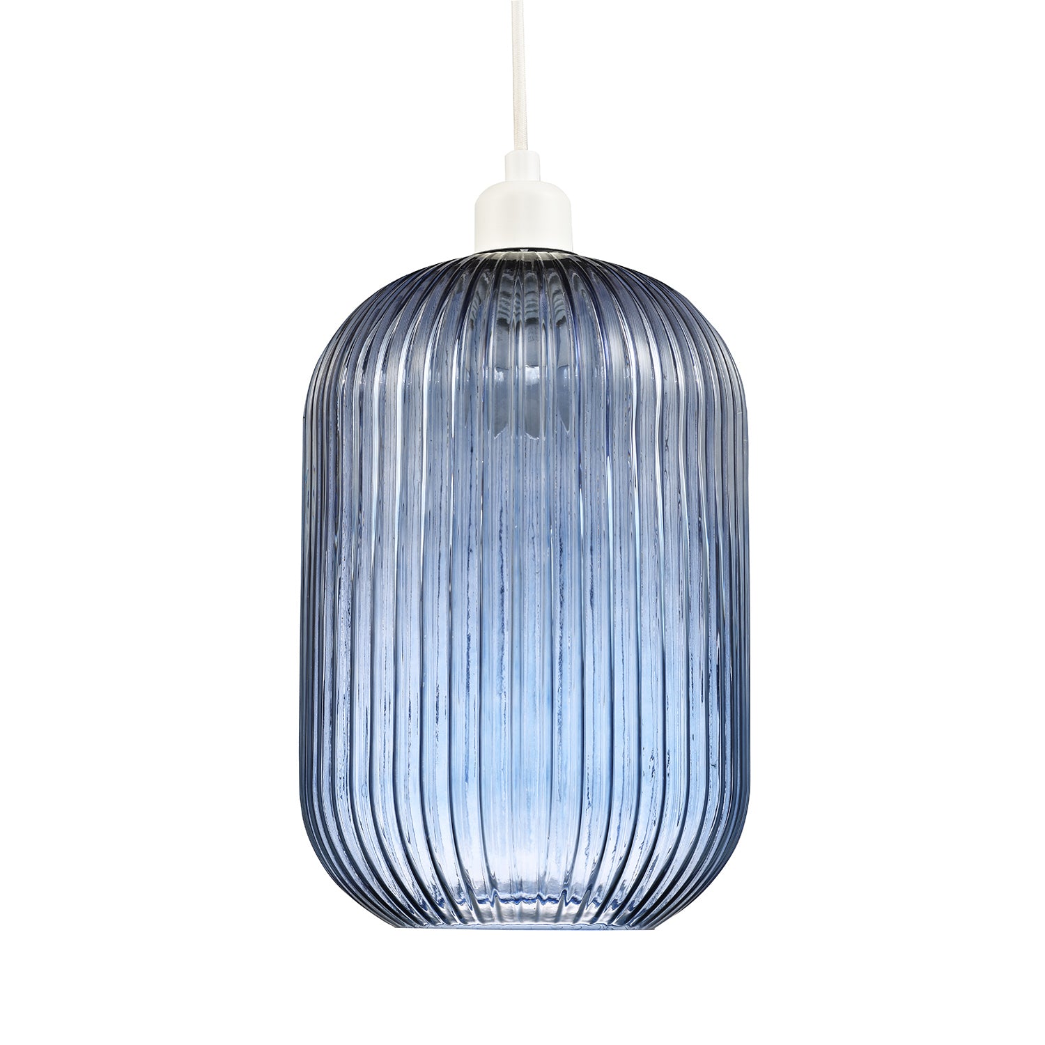 Contemporary Chic Navy Midnight Blue Line Ribbed Glass Pendant Light Shade Image 2