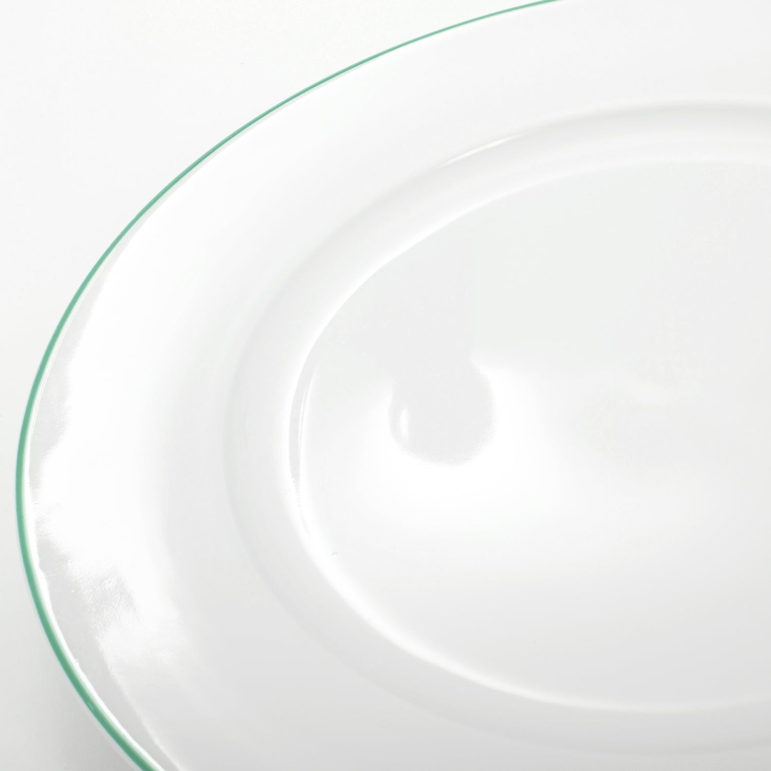 Set of 4 Durable White Ceramic Side Plates with Elegant Green Rim Image 3