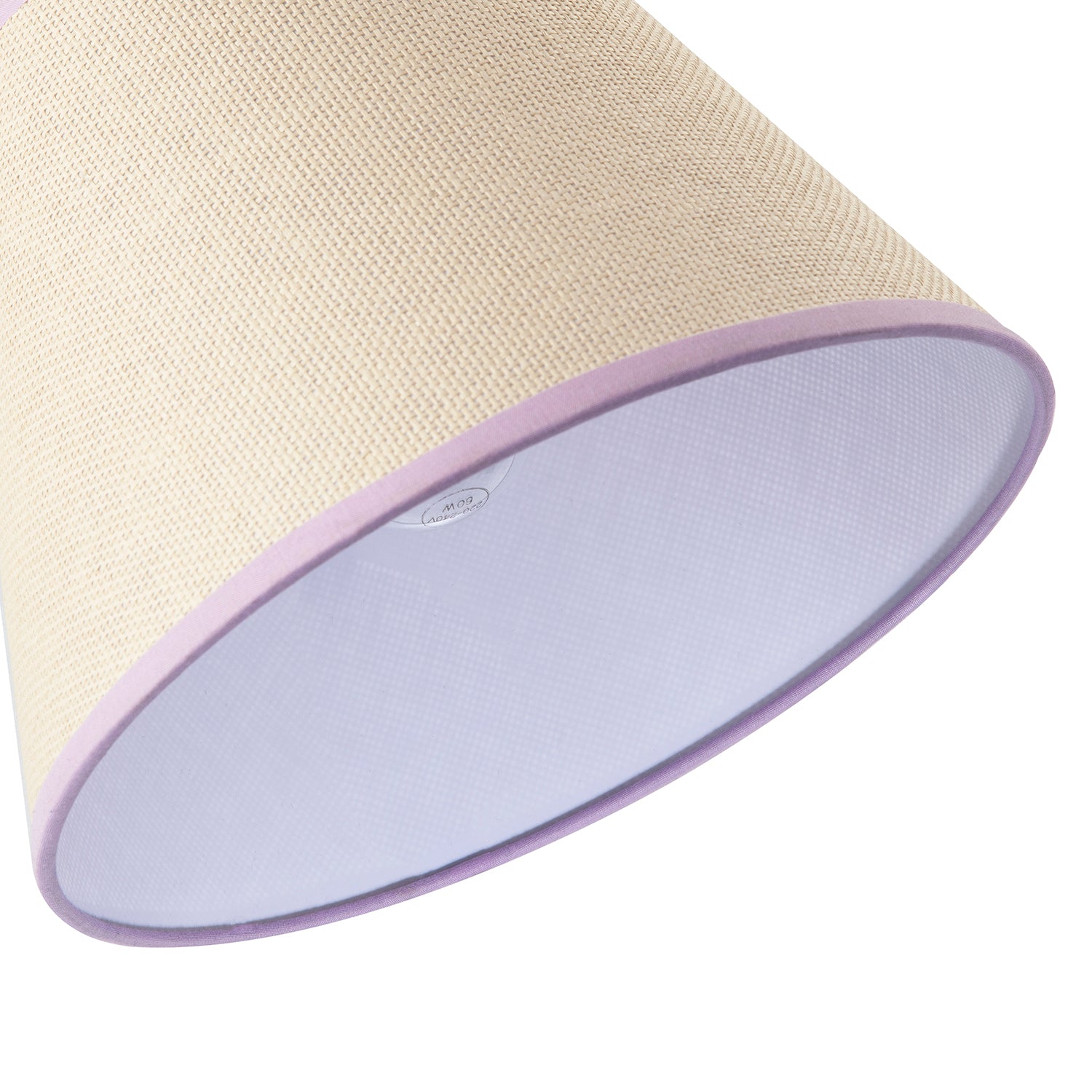 Traditional Rattan Tweed Lamp Shade with Lilac Cotton Fabric Trims Image 4