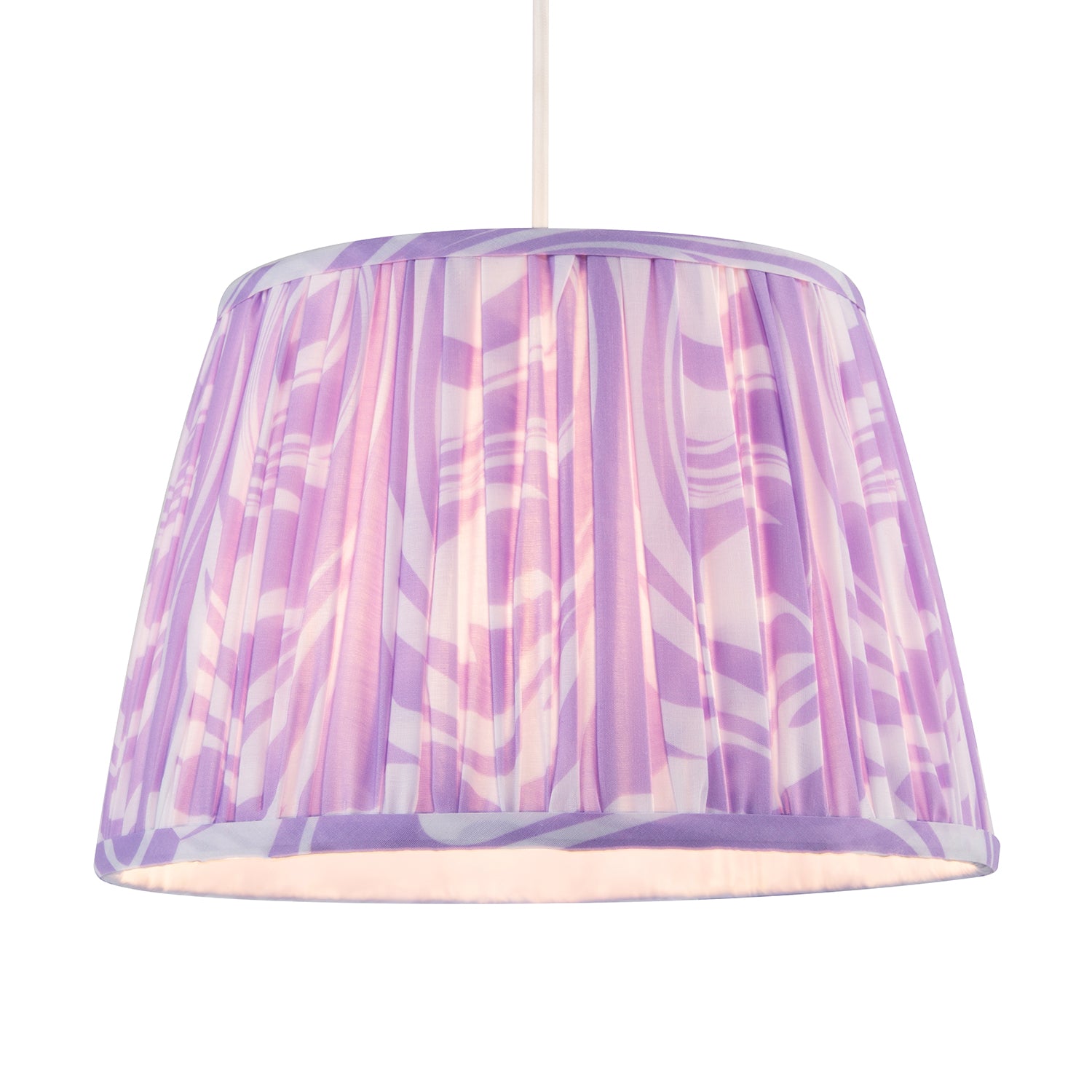 Modern Lilac Pleated Cotton Fabric Lamp Shade with Wavy Lines Design Image 2