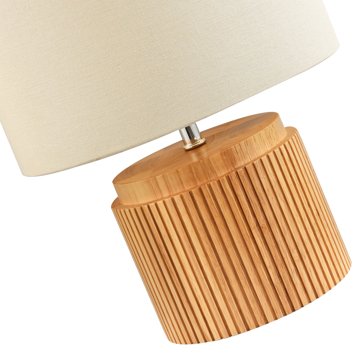 Classic and Stylish Real Wooden Table Lamp with Natural Cream Linen Fabric Shade Image 4