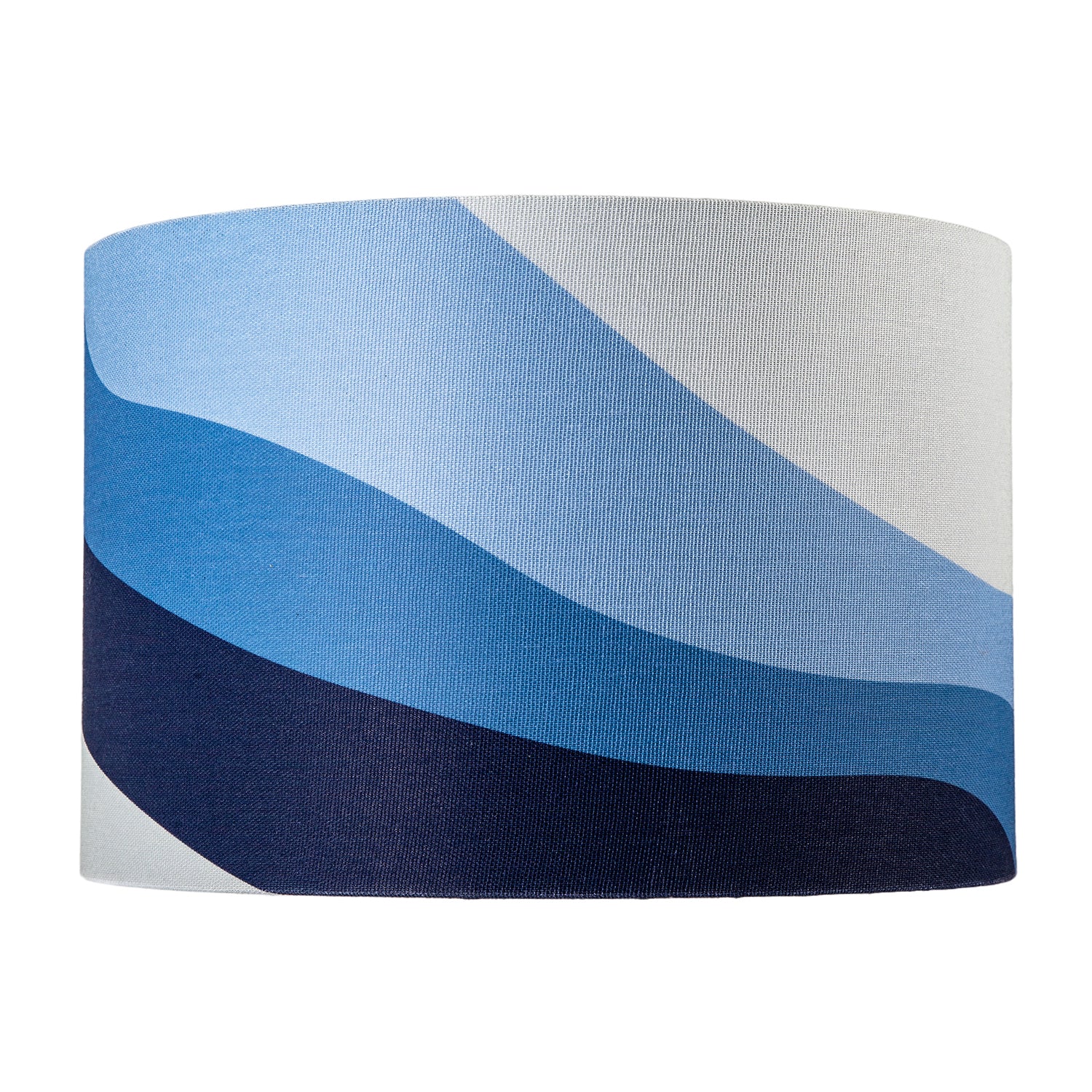 Midnight Blue Linen Fabric Lamp Shade with Inner and Outer Wavy Design Image 4