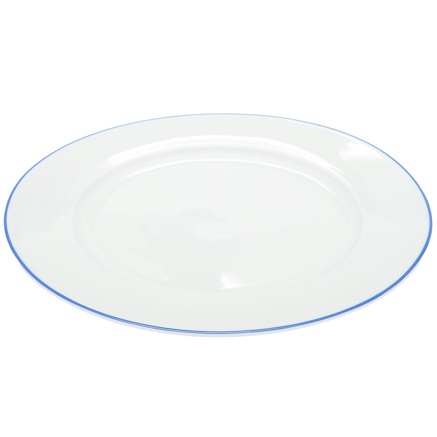 Set of 4 Durable White Ceramic Dinner Plates with Elegant Blue Rim Image 3