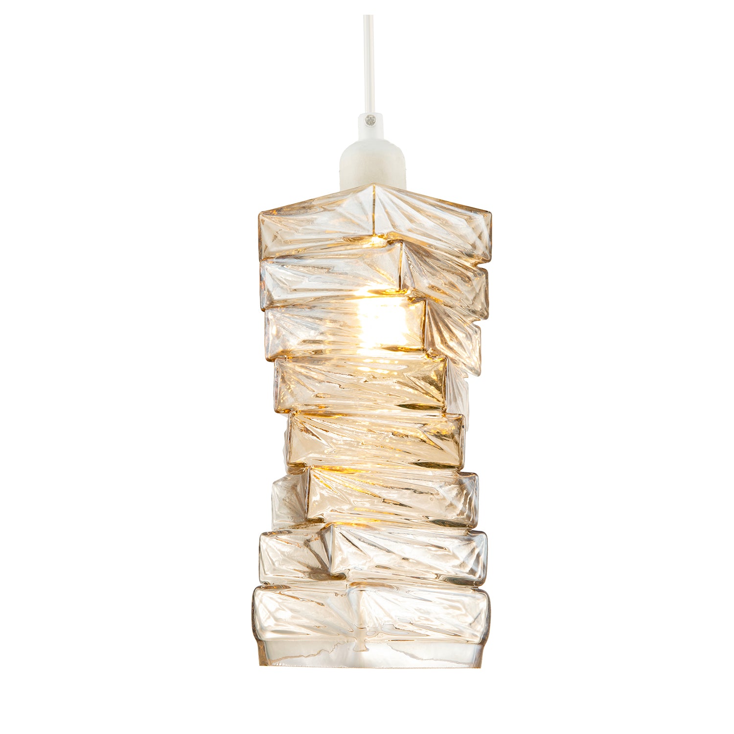 Sleek Gold Tinted Pendant Light Shade with Staggered Rectangular Body Image 4