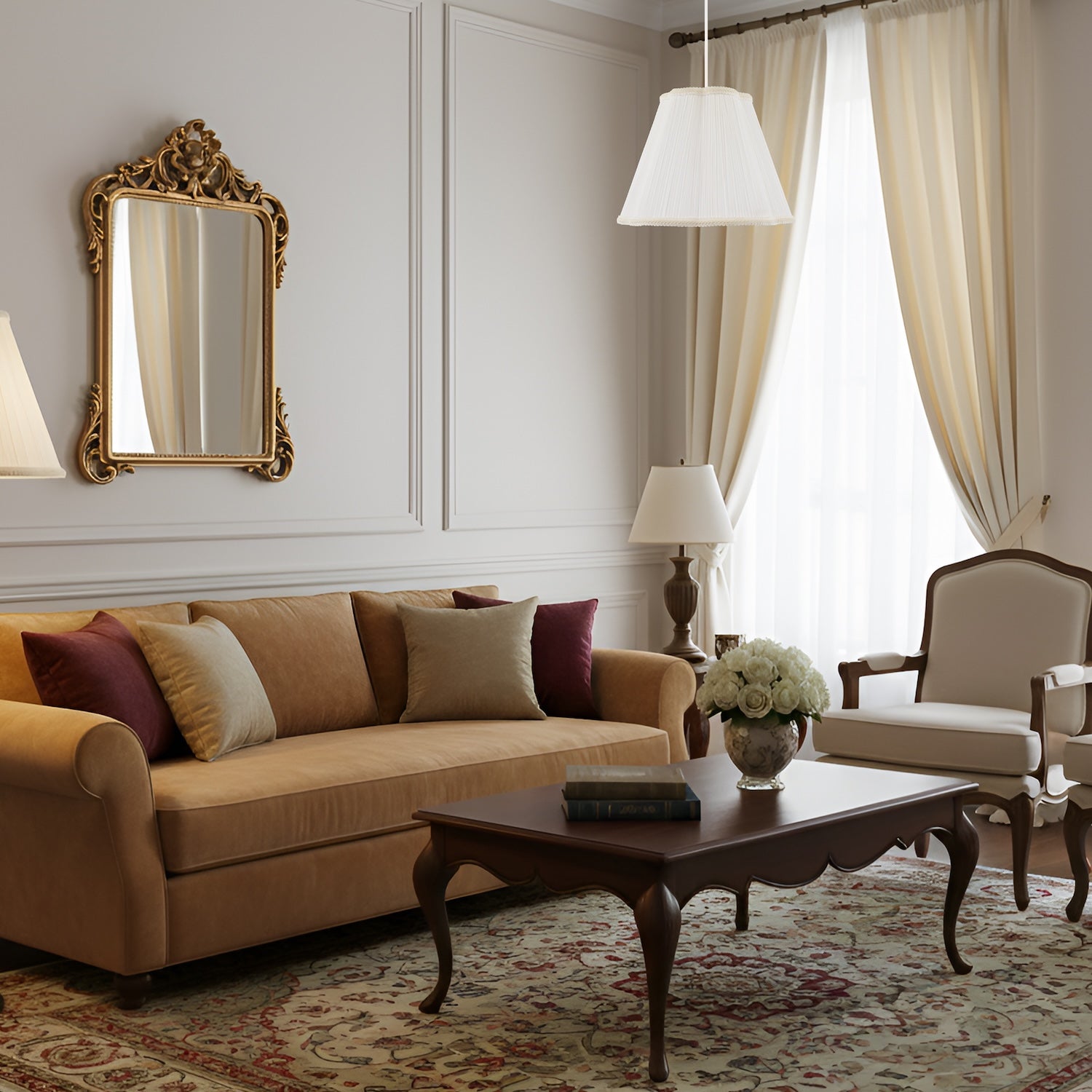 White Victorian Pleated Faux Silk Lamp Shade with Embroidered Trims Image 6