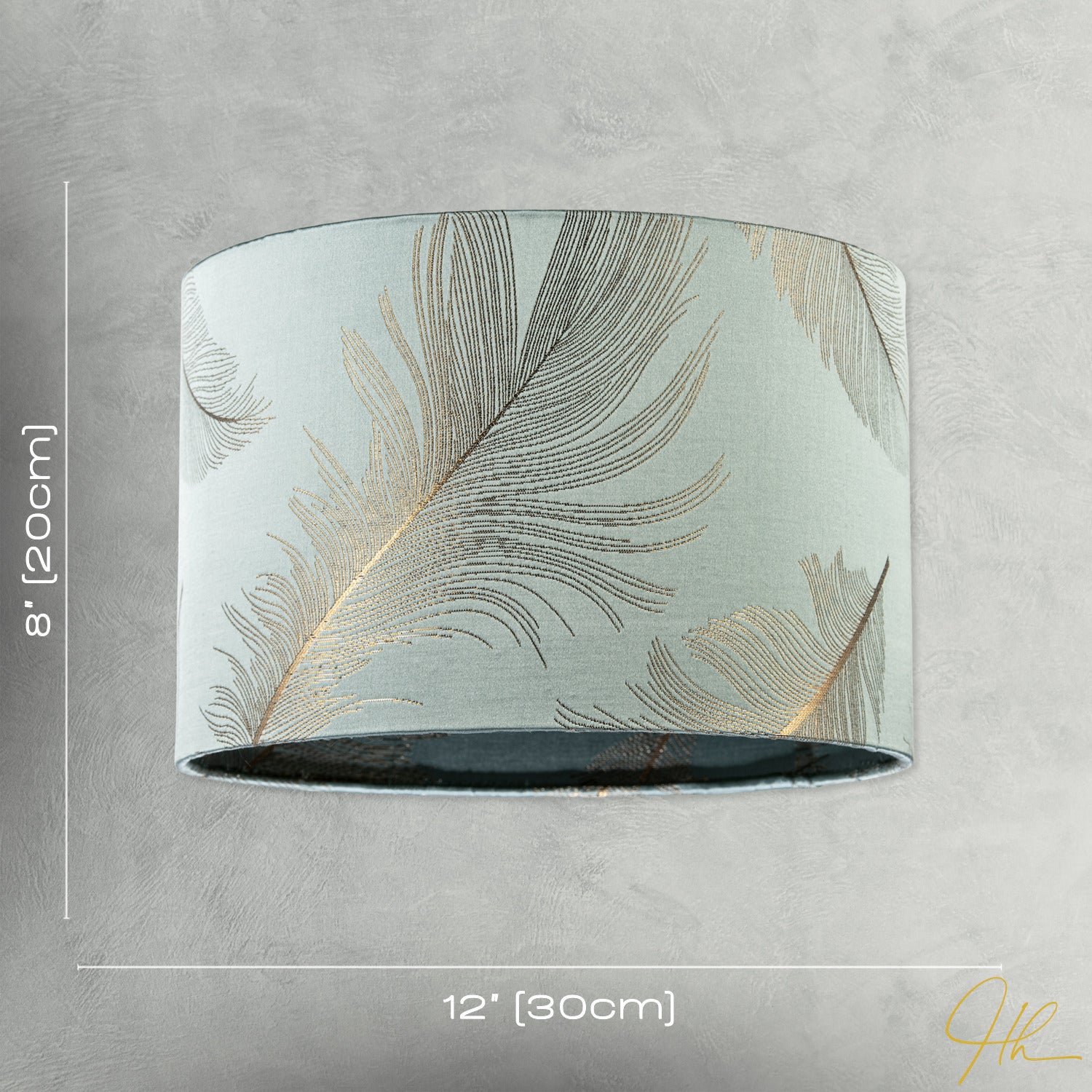 Dusty Duck Egg Cotton Jacquard Lamp Shade with Gold Foil Fern Design Image 7