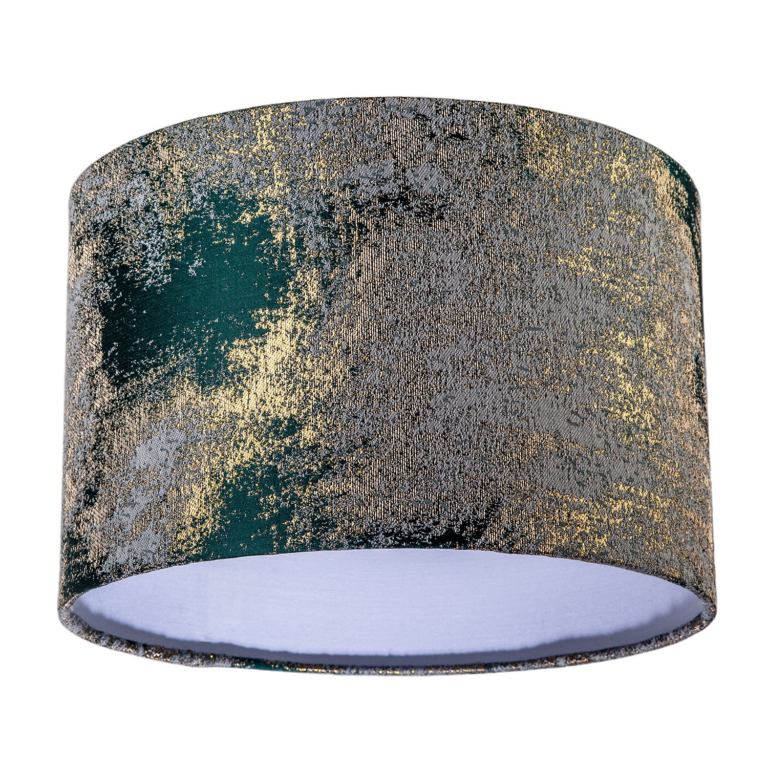 Forest Green Jacquard Fabric Lamp Shade with Metallic Gold Highlights Image 4