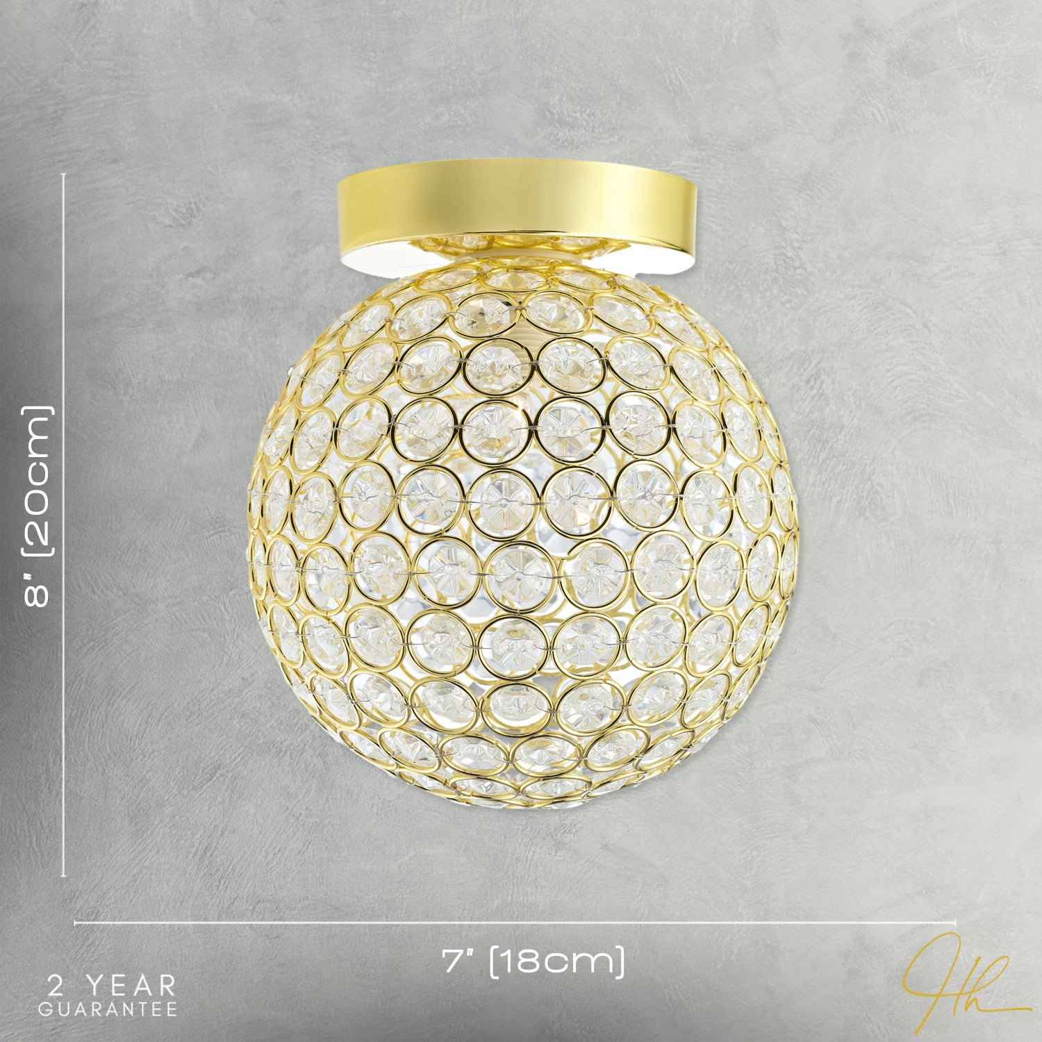 Modern Polished Gold and Beaded Glass IP44 Bathroom Ceiling Light Image 7