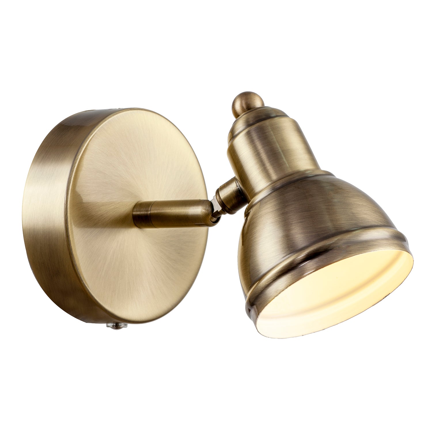Modern Rechargeable Dimmable Spot Wall Light Fitting in Antique Brass Image 2