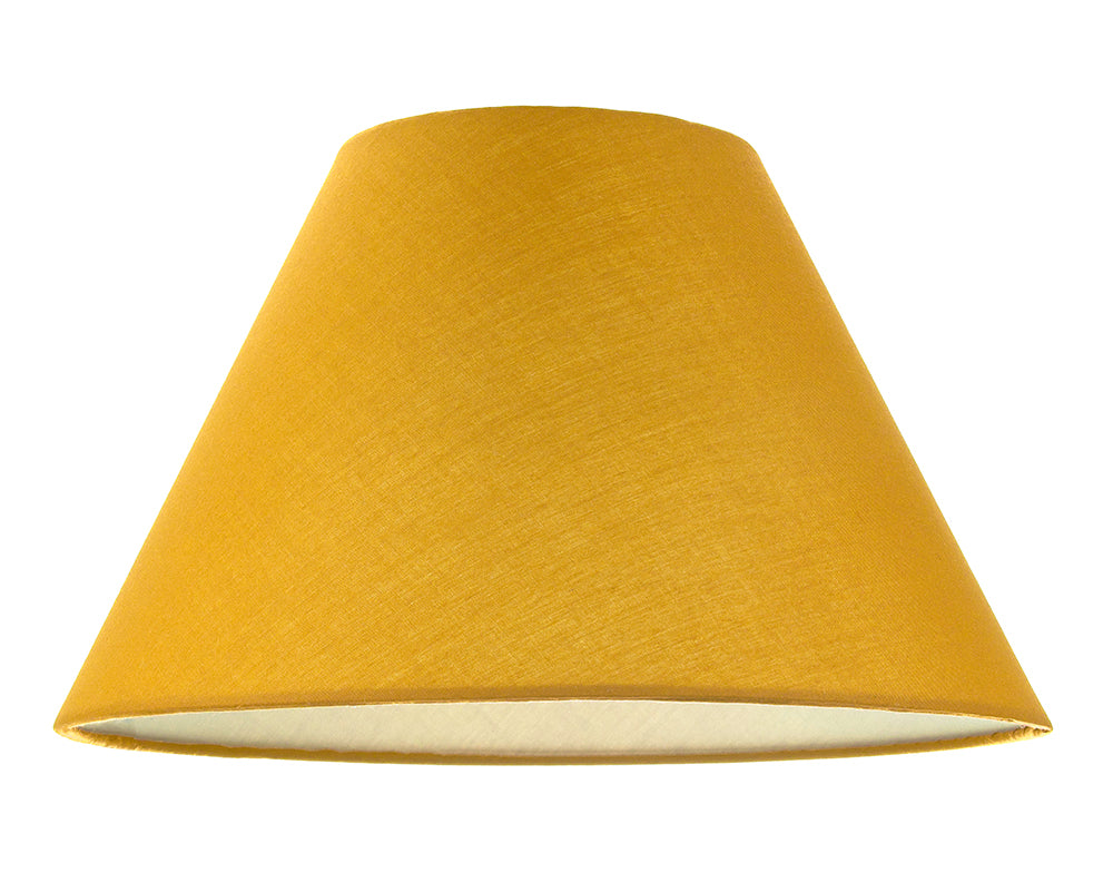 Traditional 12" Ochre Cotton Coolie Lampshade Suitable for Table Lamp or Pendant Image 1