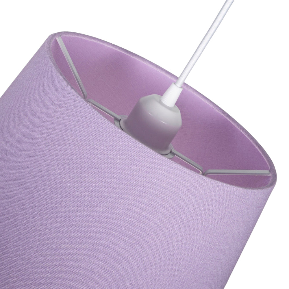 Classic 10 Inch Lilac Linen Fabric Drum Table/Pendant Lamp Shade 60w Maximum Image 4