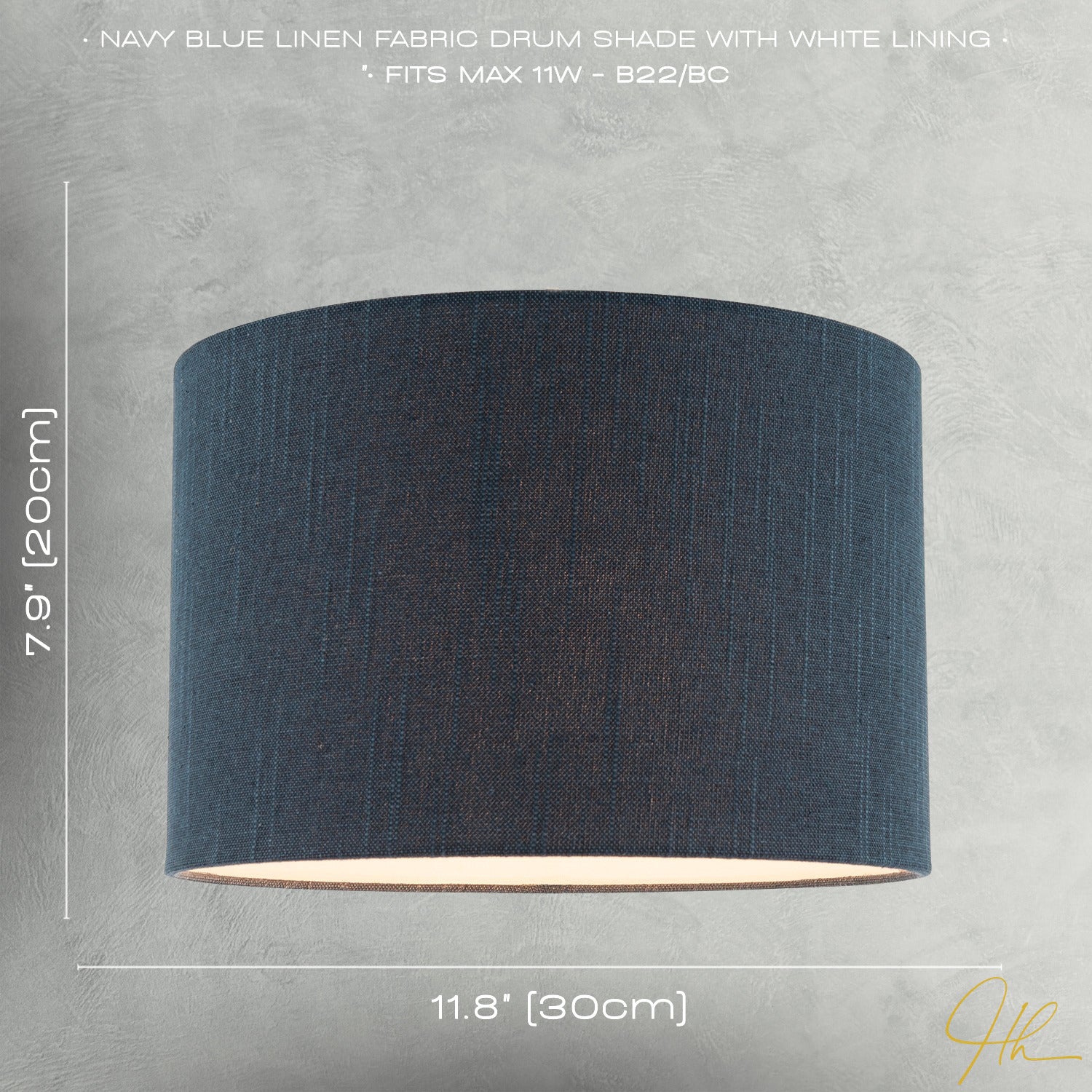 Dark Navy Blue Textured Linen Fabric Lamp Shade with Cotton Lining Image 7