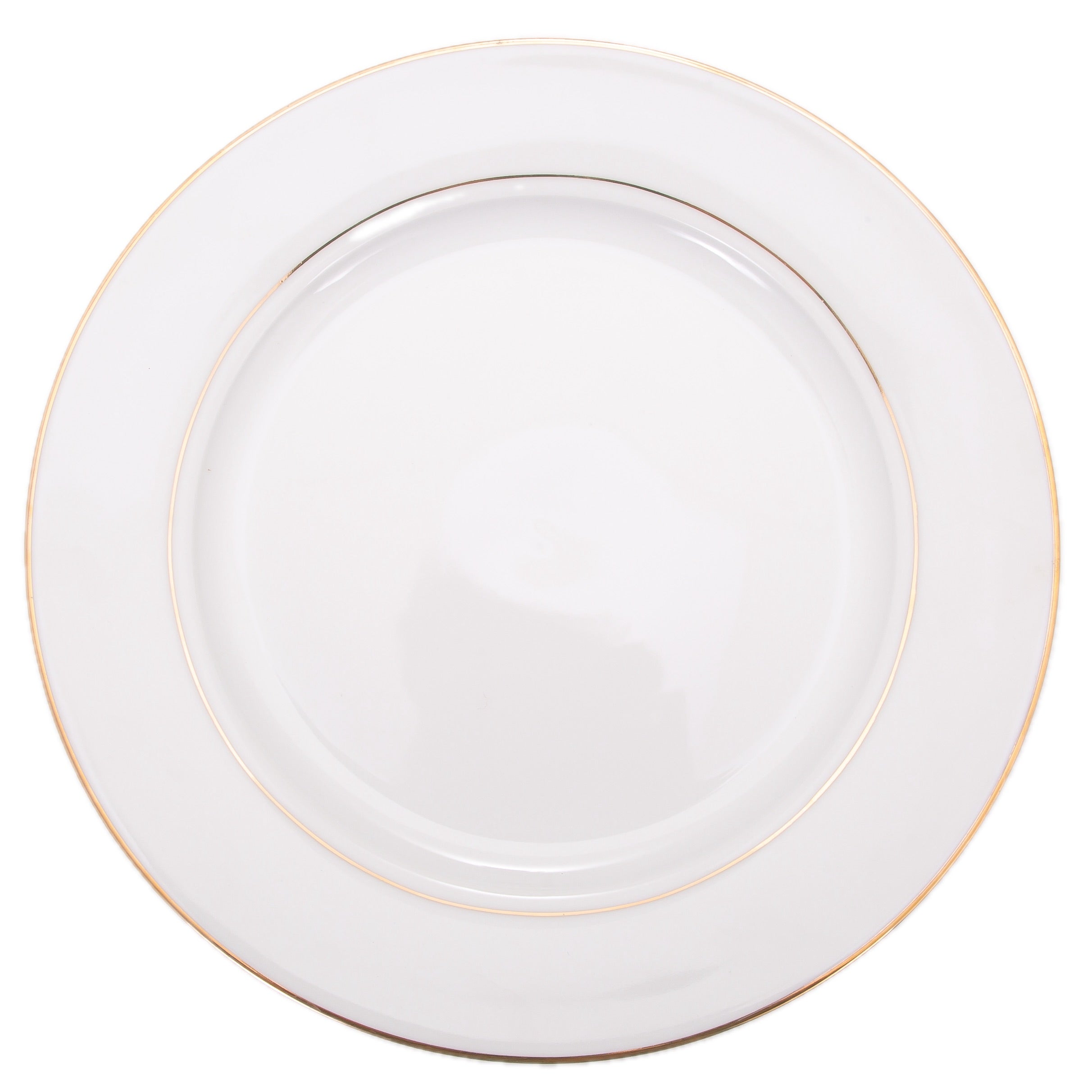 Set of 4 Durable White Ceramic Dinner Plates with Dual Shiny Gold Metallic Rims Image 2