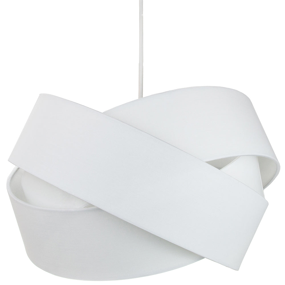 Modern Triple Ring White Cotton Fabric Pendant Shade with White Satin Inner Image 2