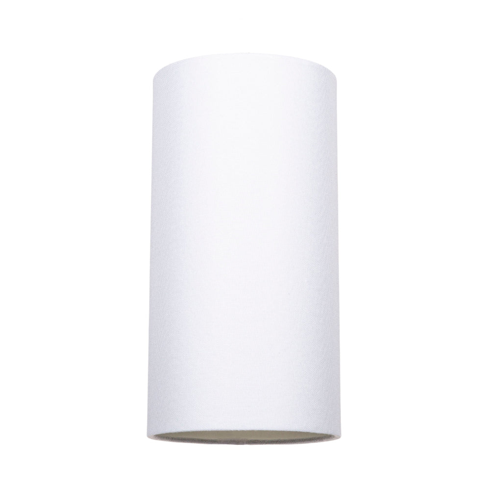 Contemporary and Stylish White Linen Fabric Tall Cylindrical 25cm Lampshade Image 1