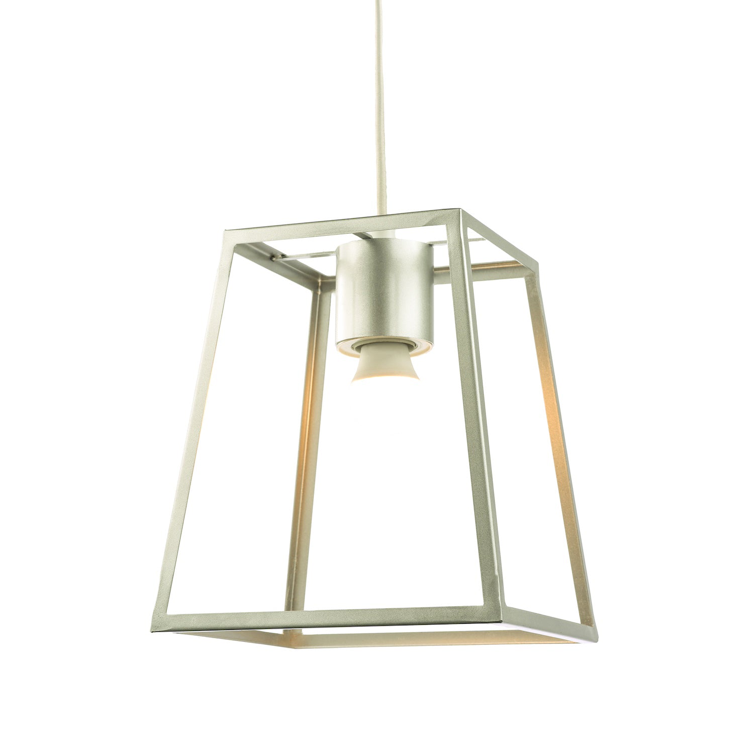 Industrial Lantern Pendant Lamp Shade in Satin Silver with Square Top and Bottom Image 2