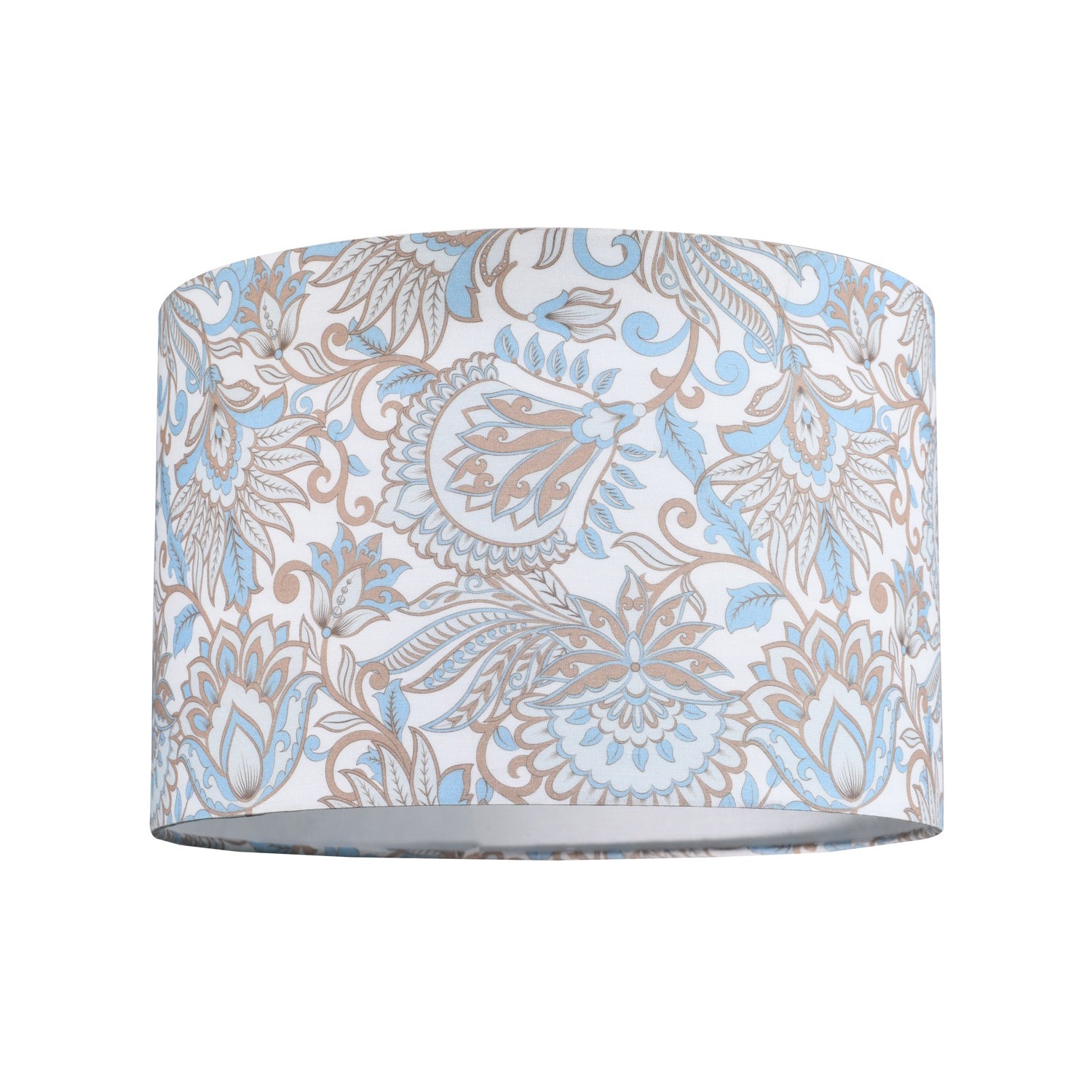 Paisley Floral Print Cotton Fabric Lamp Shade in Sky Blue with White Lining Image 1