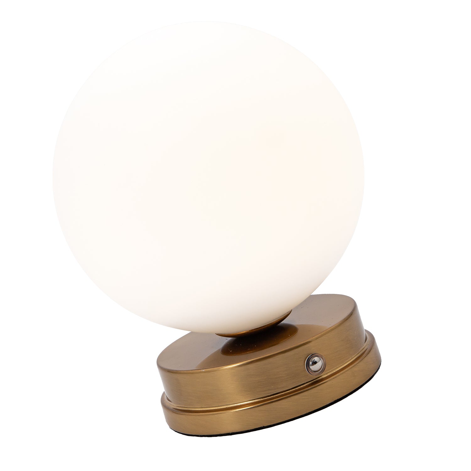 Modern Gold Rechargeable Touch Dimmable Table Lamp with White Glass Globe Shade Image 4