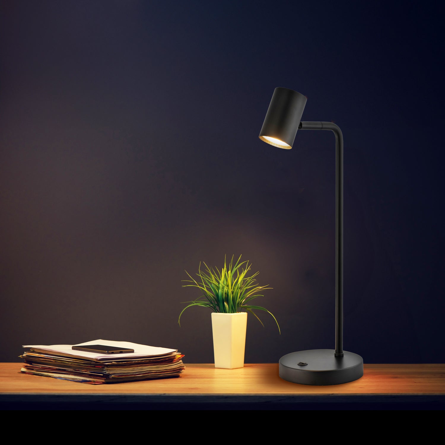 Modern LED Spot Matt Black Metal Desk Lamp with Base Switch and Adjustable Head Image 7