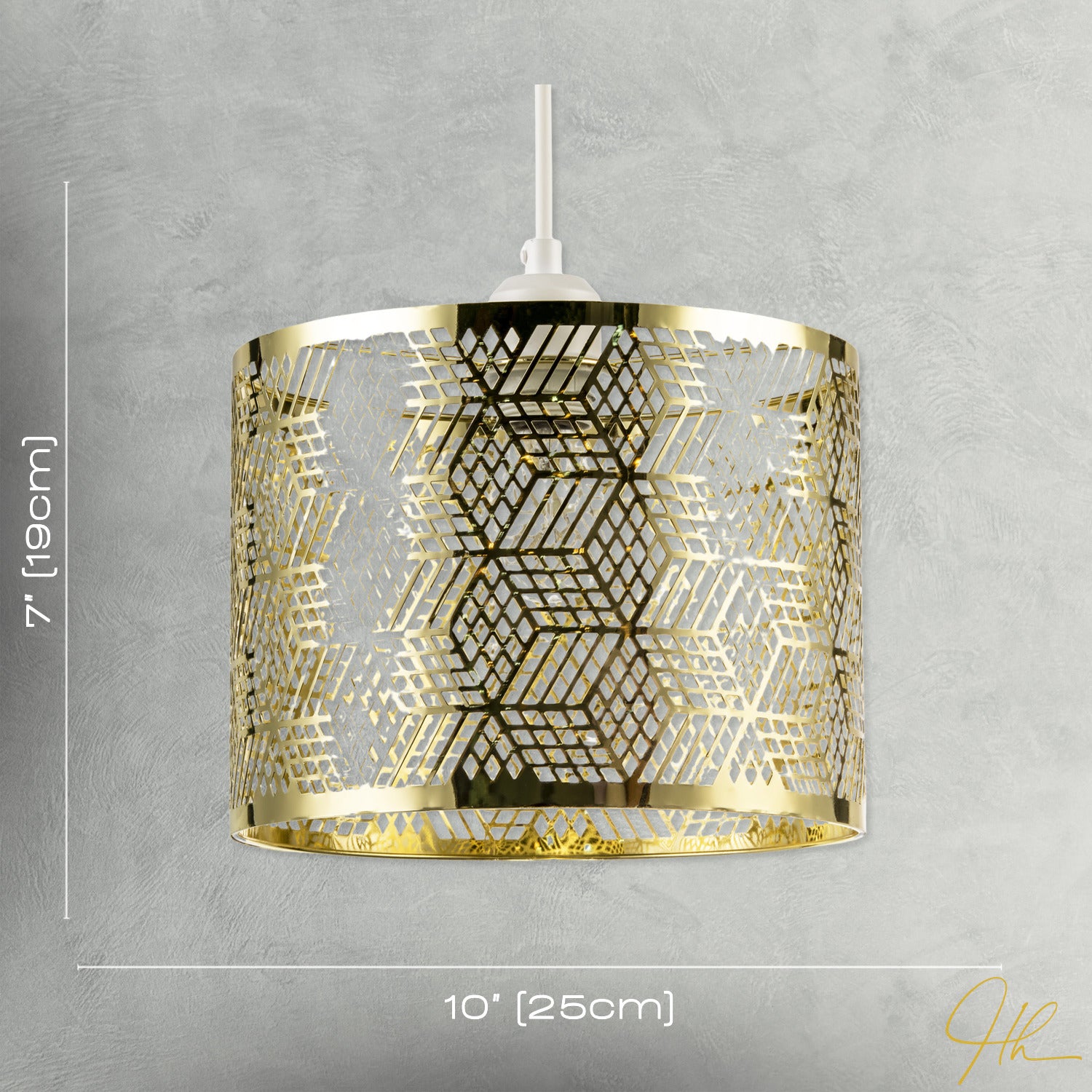 Modern Zig Zag Gold Pendant Shade with Cut Diamonds and Rectangles Image 7