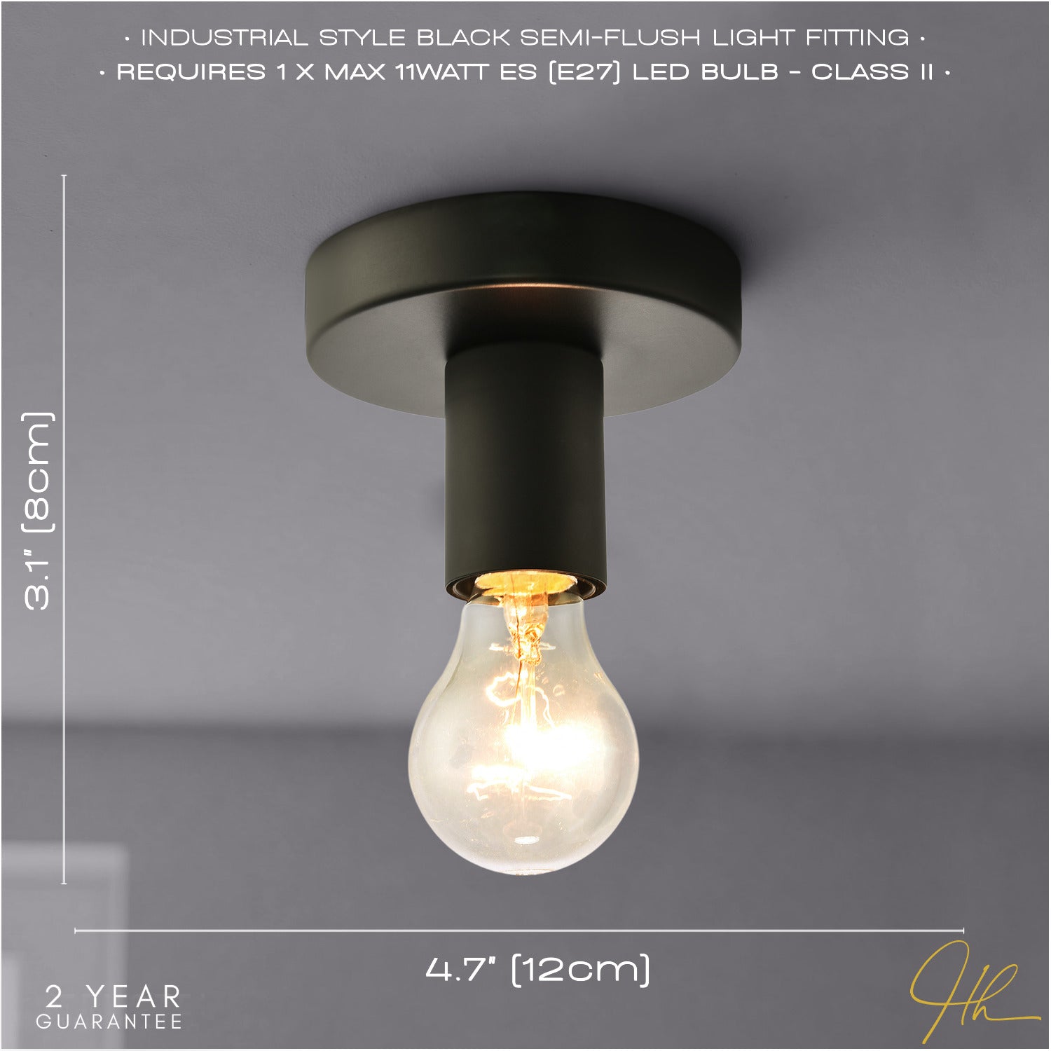 Matte Black Ceiling or Wall Light Fitting for Industrial Style Light Bulbs Image 5