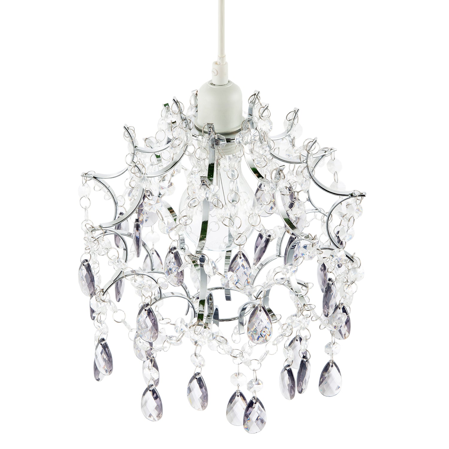 Elegant Chandelier Style Pendant Shade with Clear and Smoked Beads Image 4