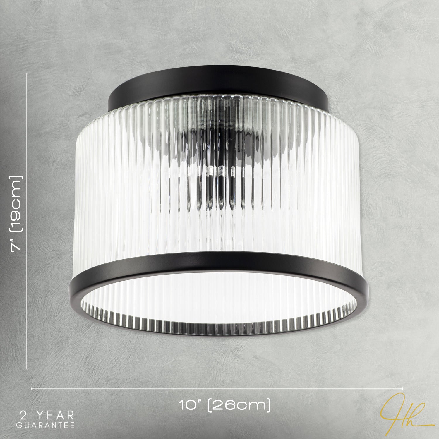 Matte Black Bathroom Ceiling Light with Clear Ribbed Glass Shade Image 7
