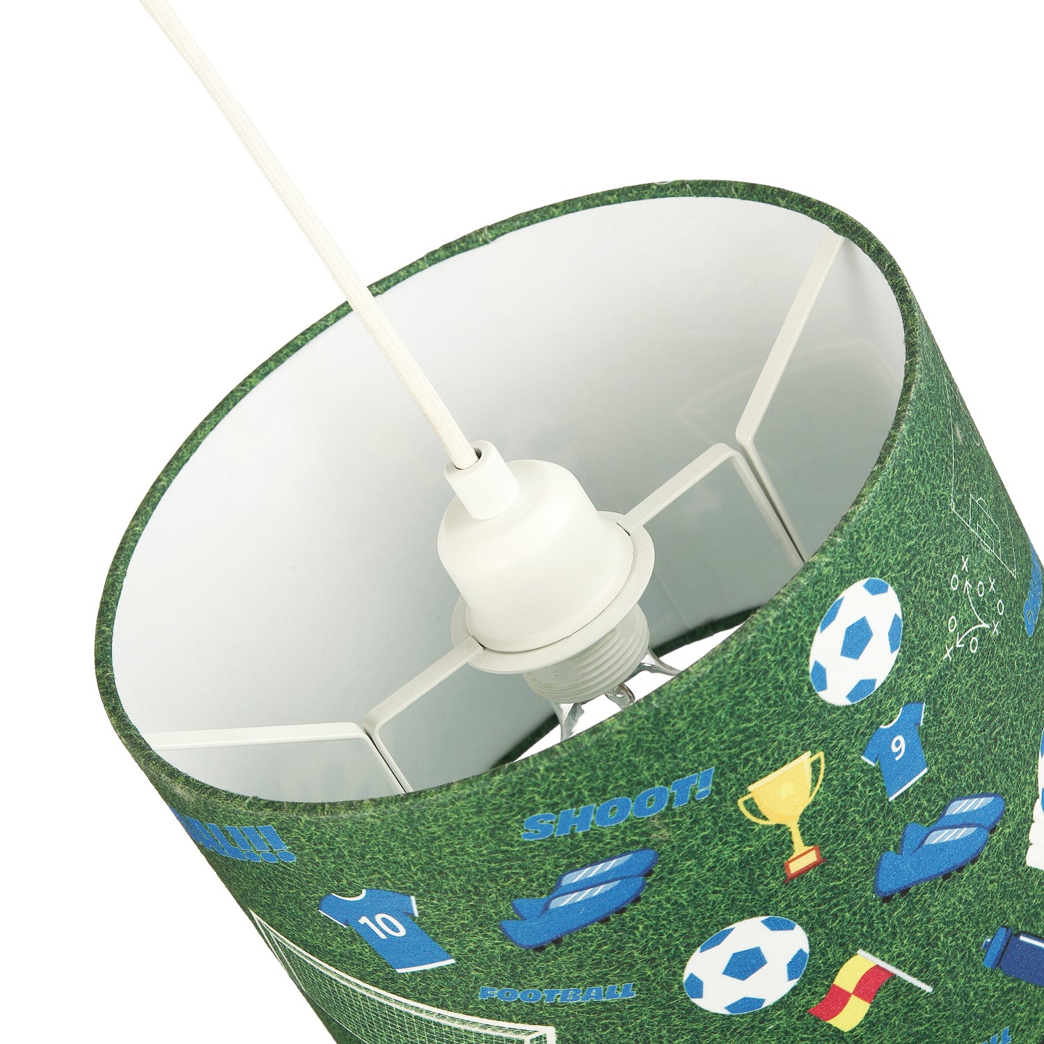 Royal Blue Themed Football Cotton Fabric Lamp Shade with Grass Background Image 5