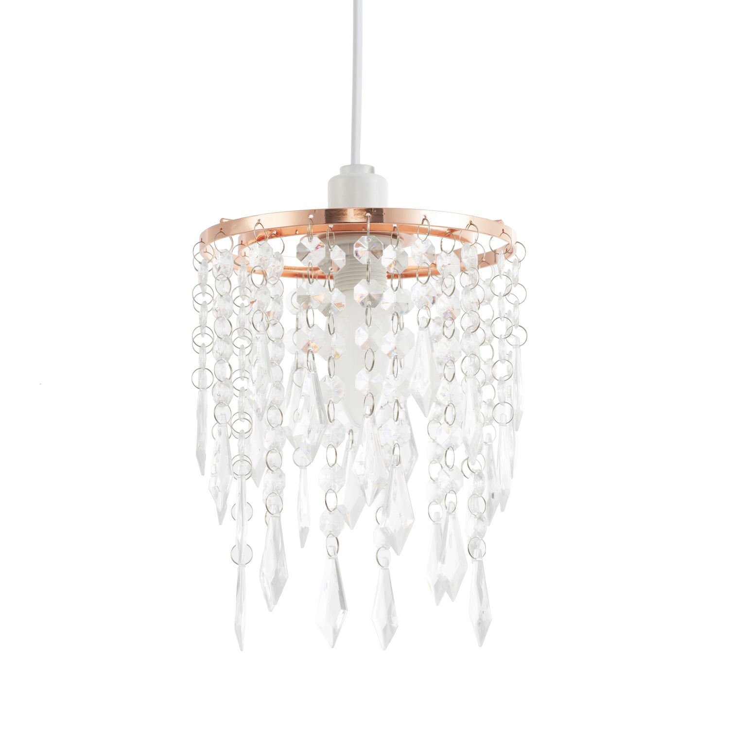 Modern Waterfall Design Copper Pendant Shade with Clear Acrylic Drops and Beads Image 2