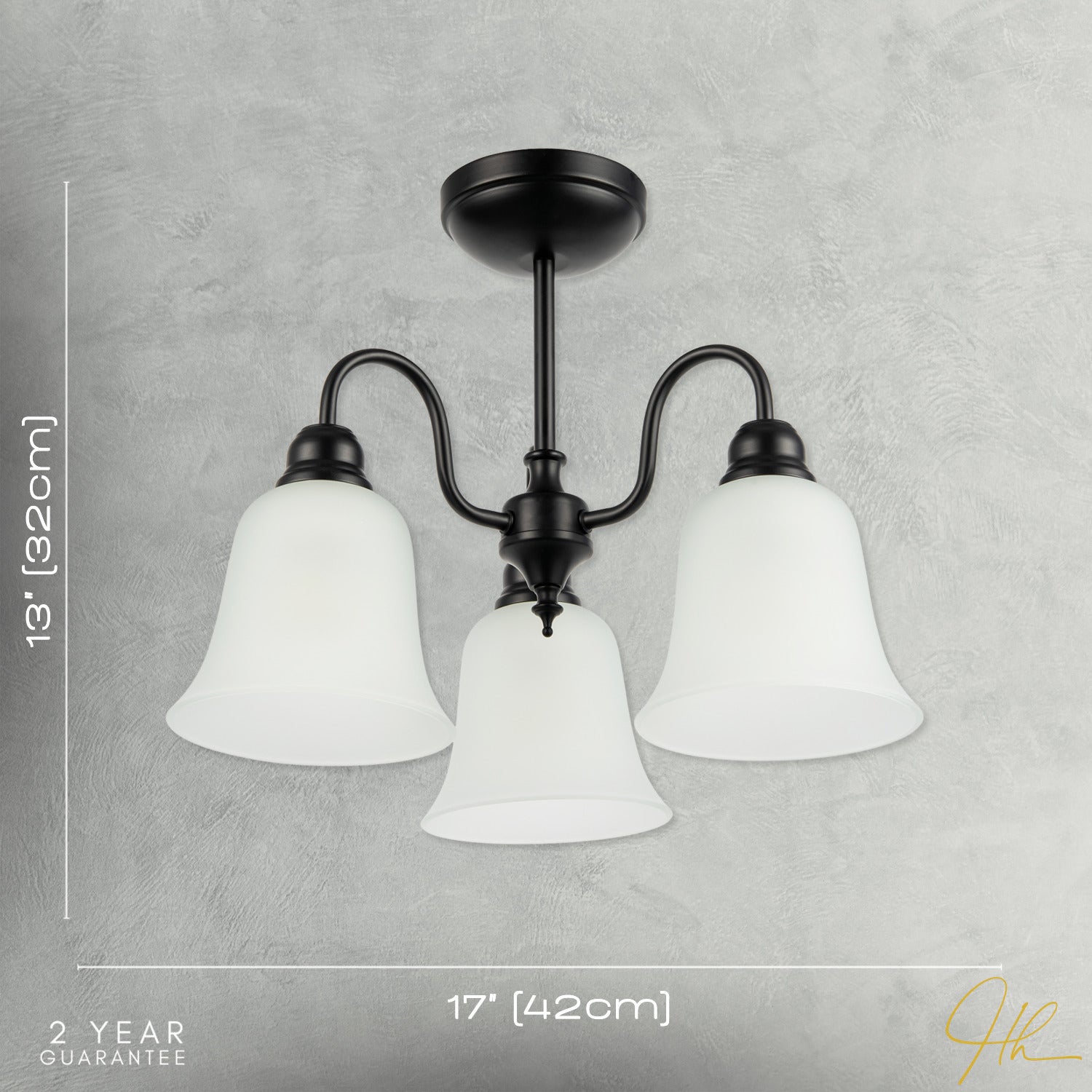Classic and Ornate Matte Black Ceiling Light Fitting with Glass Shades Image 7
