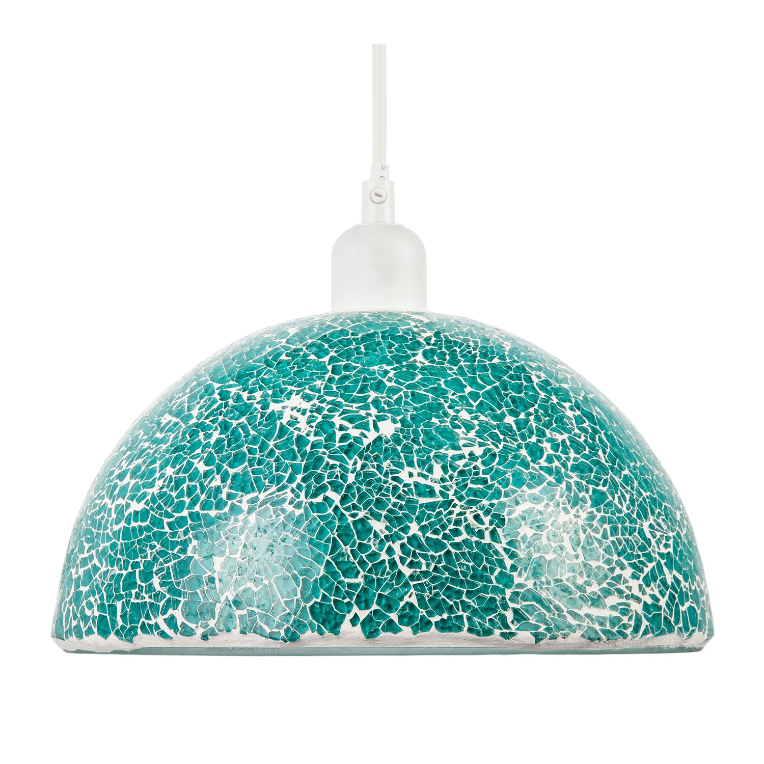 Teal Mosaic Handmade Pendant Lamp Shade with Domed Semi Circular Shape Image 5