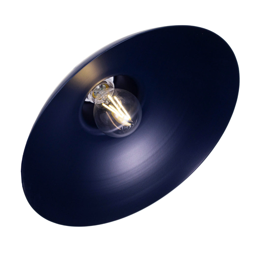 Industrial Retro Designed Matt Midnight Blue Curved Metal Ceiling Pendant Shade Image 3