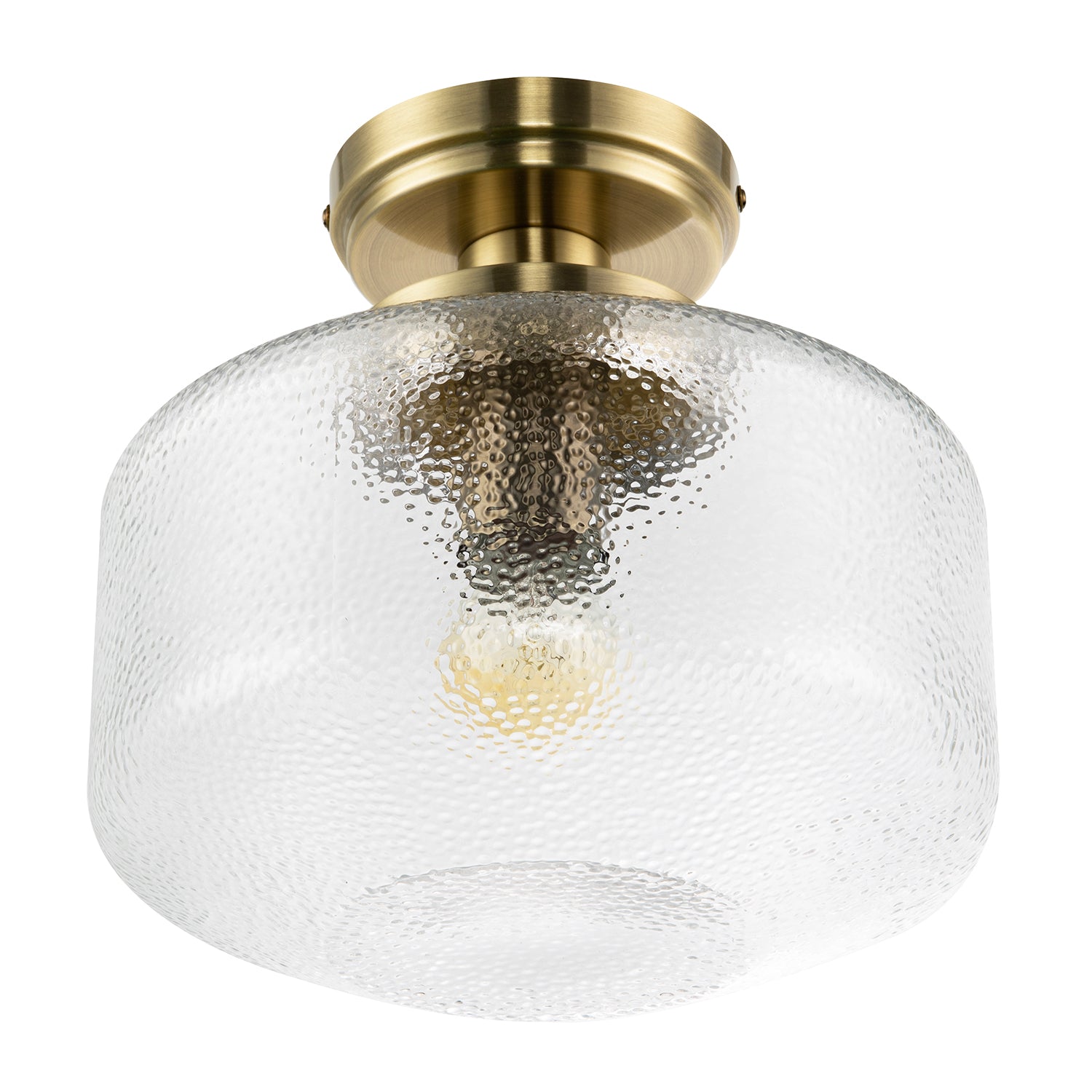 Antique Brass Semi Flush Ceiling Light with Dimpled Clear Glass Shade Image 4