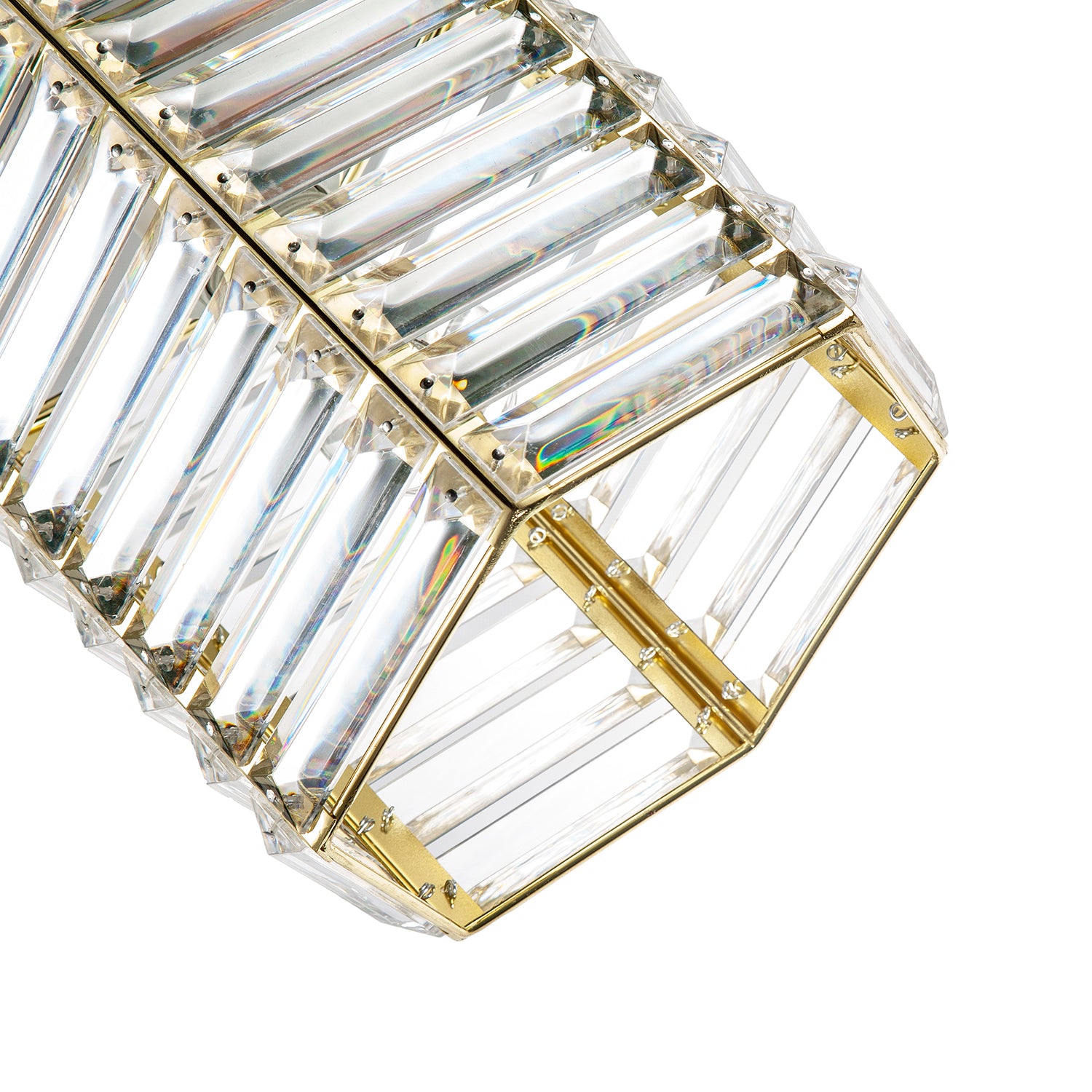 Modern Hexagonal Polished Gold Pendant Shade with Clear Acrylic Rods Image 5